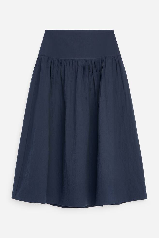 Seersucker Midi Skirt - Dark Blue - 1