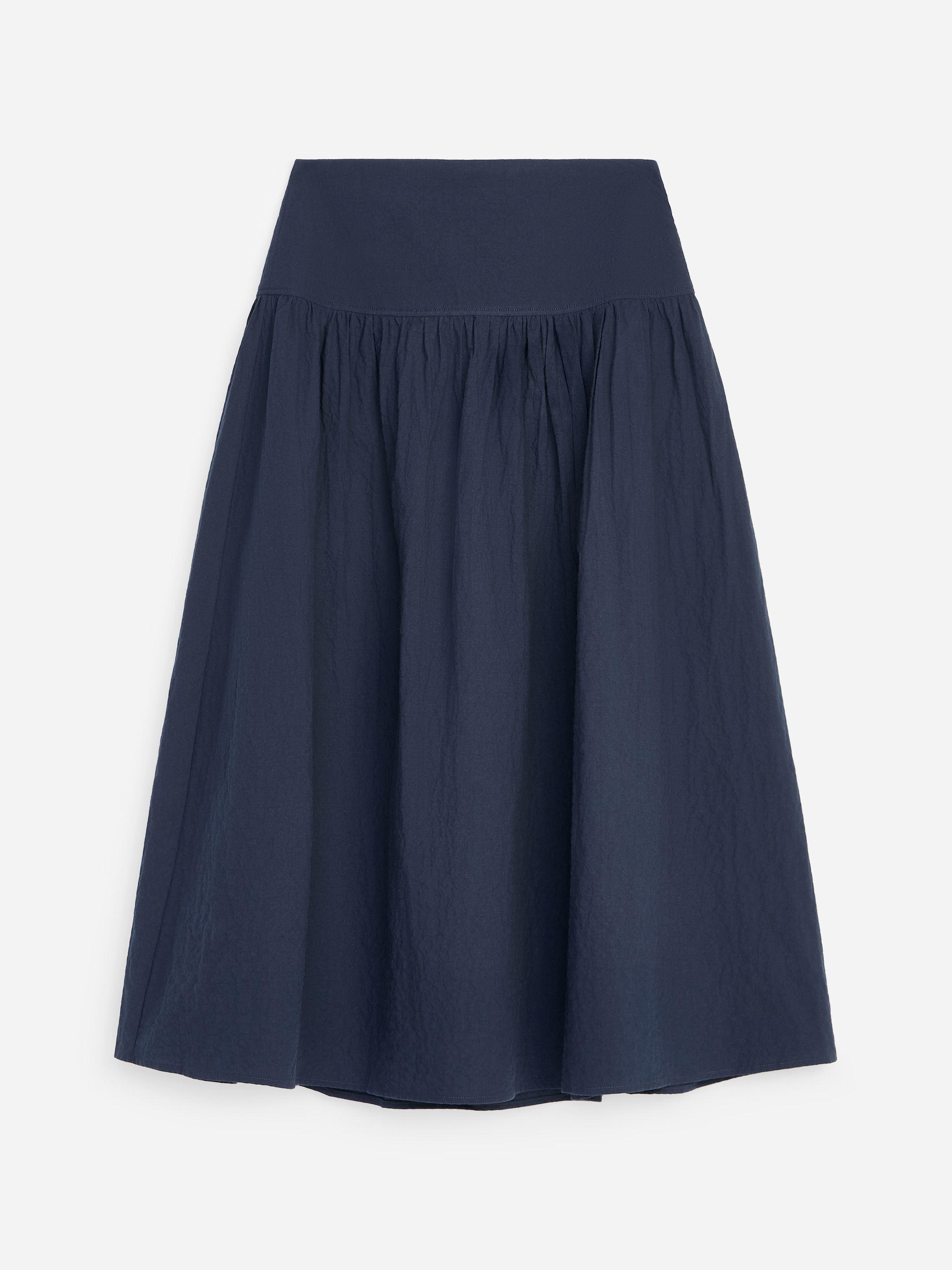 Seersucker Midi Skirt-Blue-20018