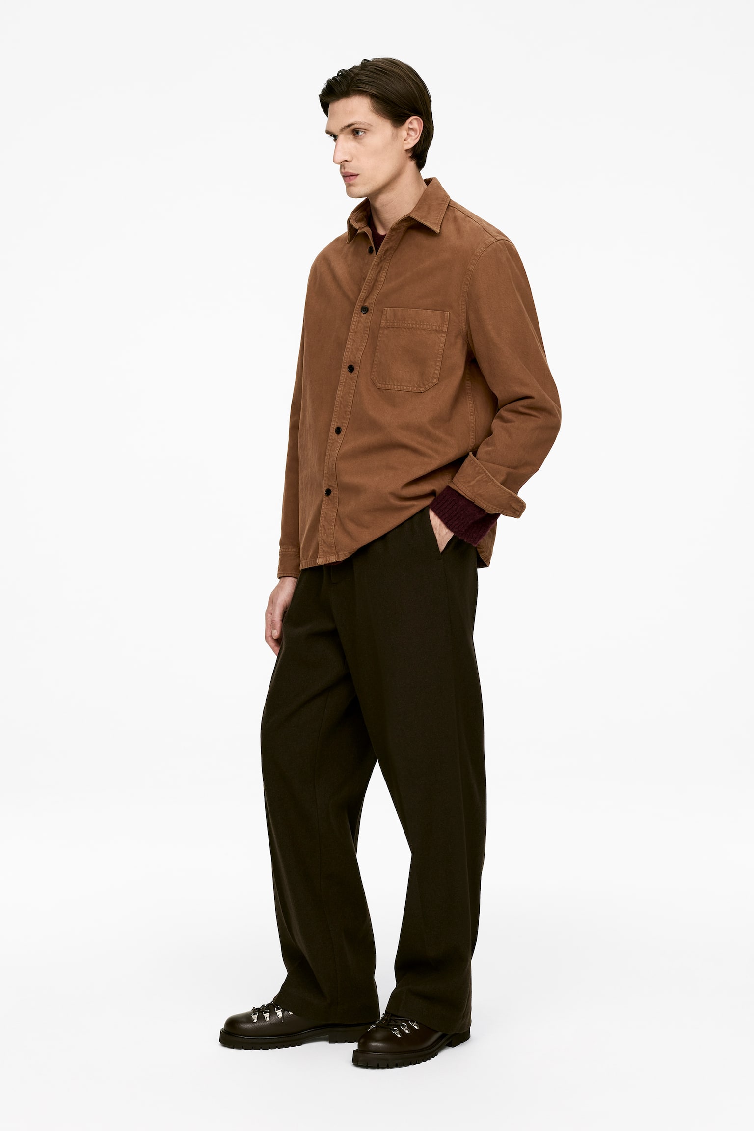 Overshirt i bomuld - Brun/Blå/Beige - 5