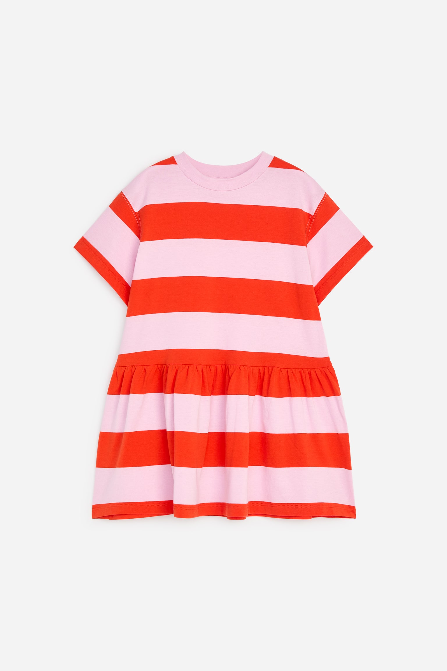Vestido com folhos em jersey - Pink/Red/Lilás/vermelho