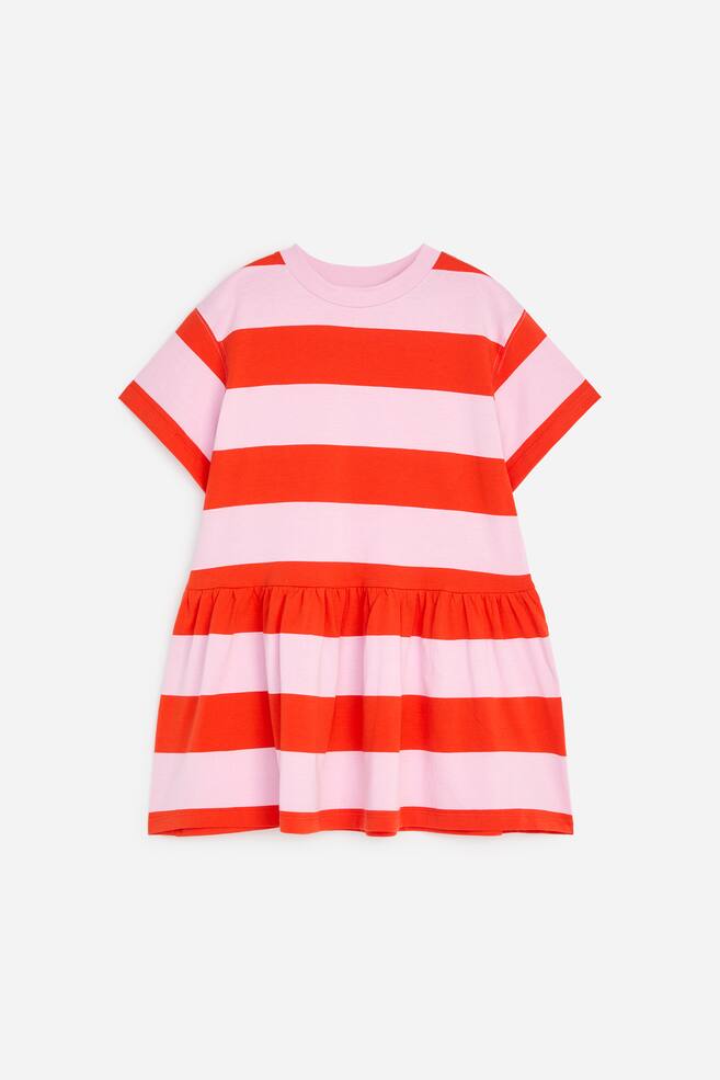 Jersey jurk met ruches - Roze/rood/Lila/rood - 1
