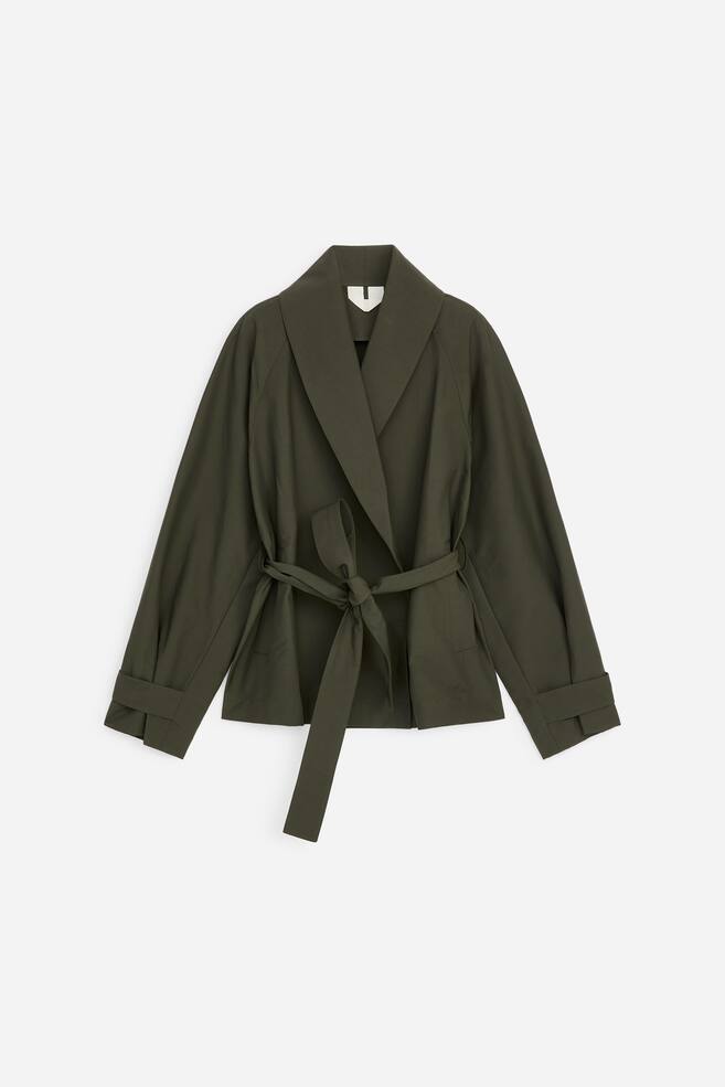 Veste à col châle - Vert kaki - 1