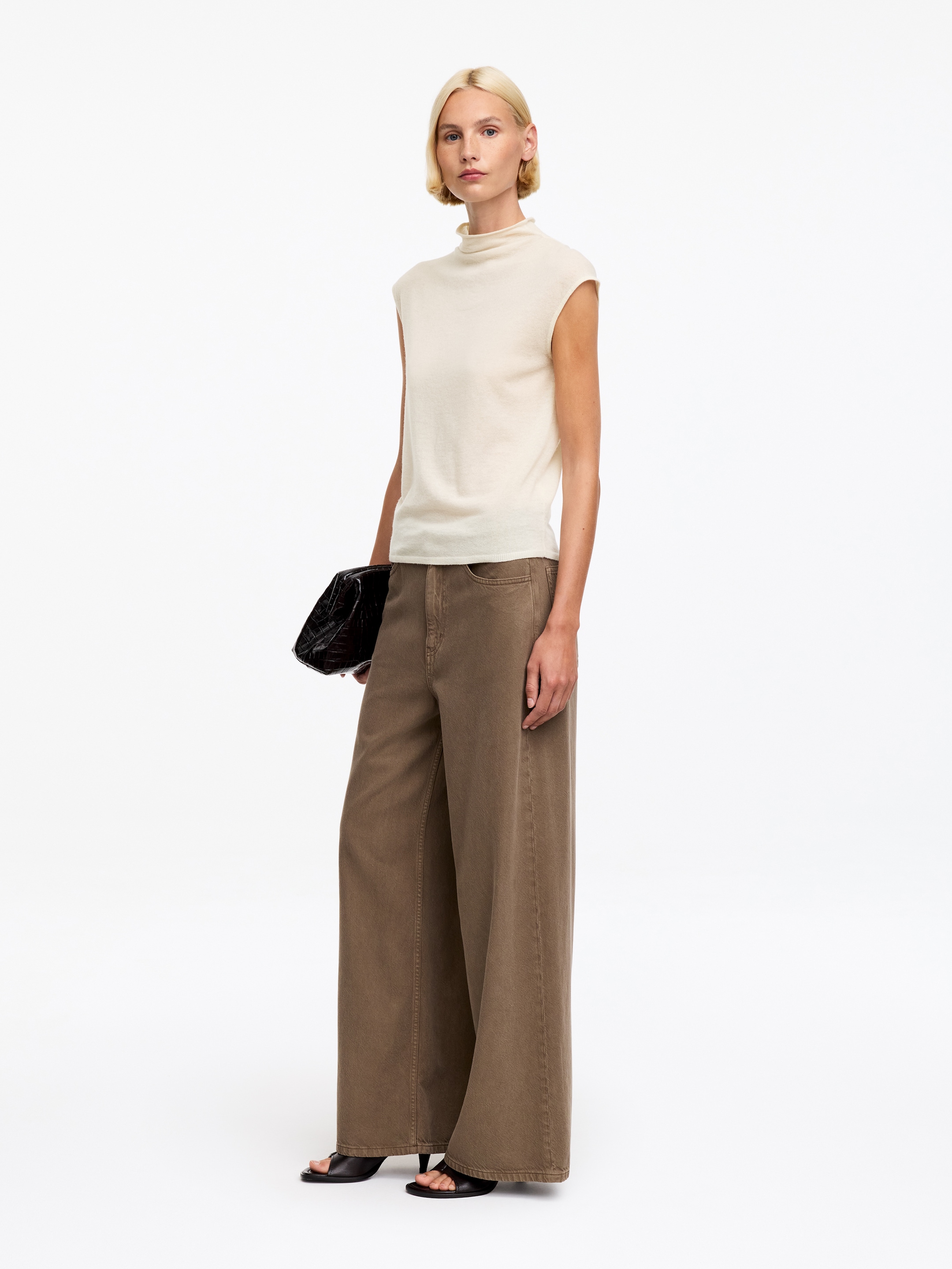 Top de cuello alto en cachemir puro - Blanco roto - Corte ajustado - women - StillMedia/Lookbook - 2