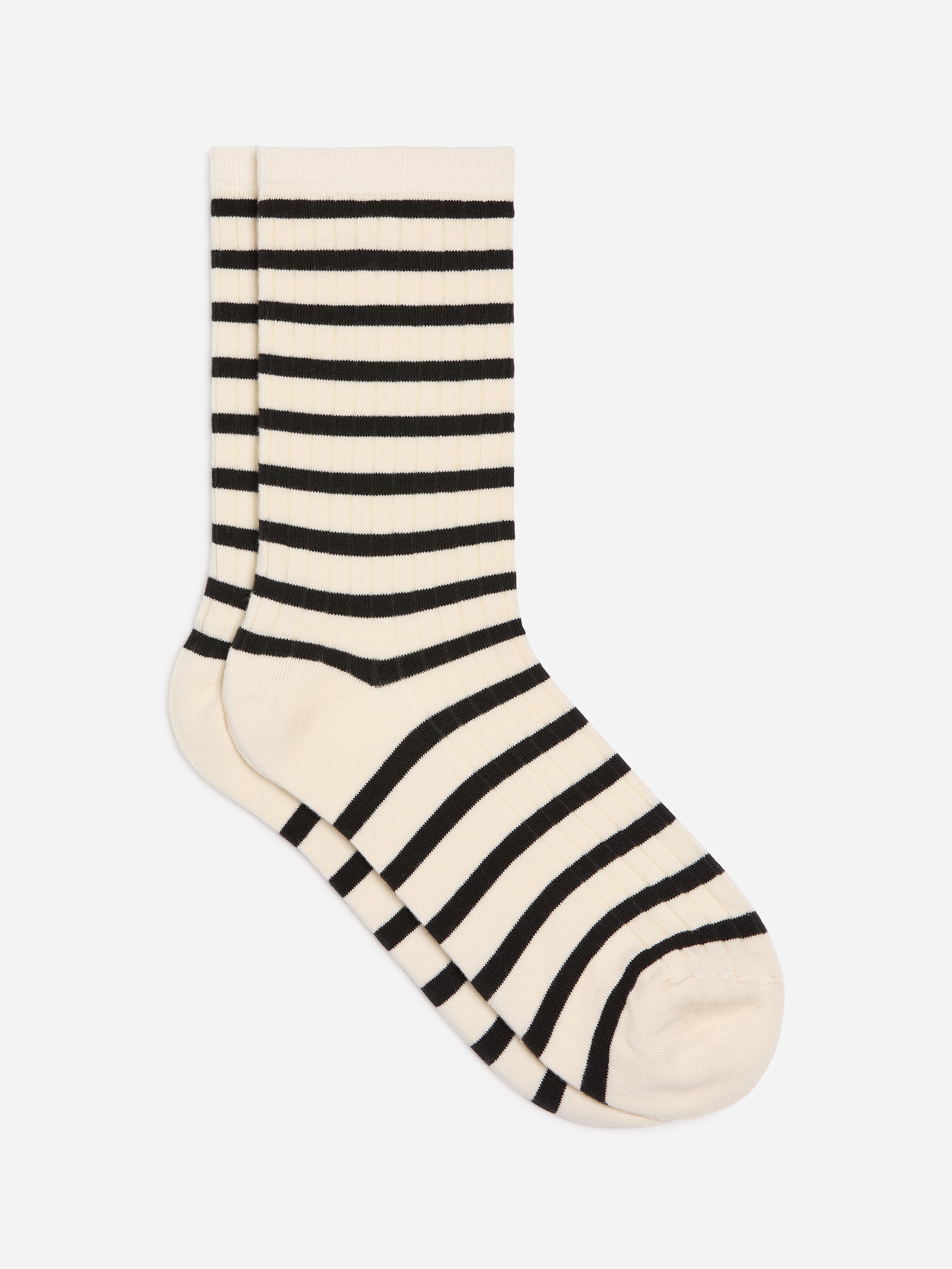 Gerippte, gestreifte Socken-Black-20281