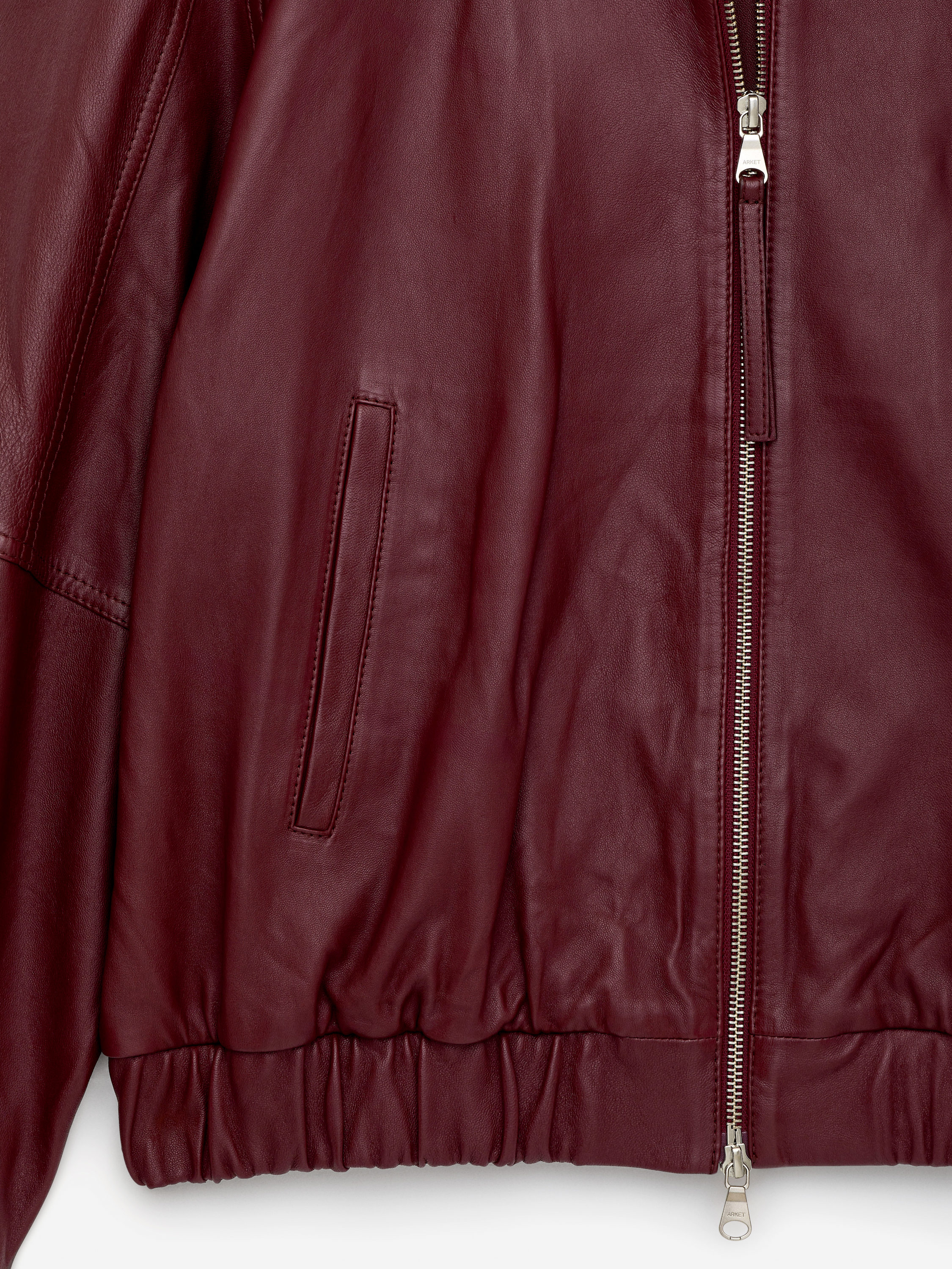 Leather Jacket - Dark Red - Oversized - Women - StillMedia/DescriptiveDetail - 1