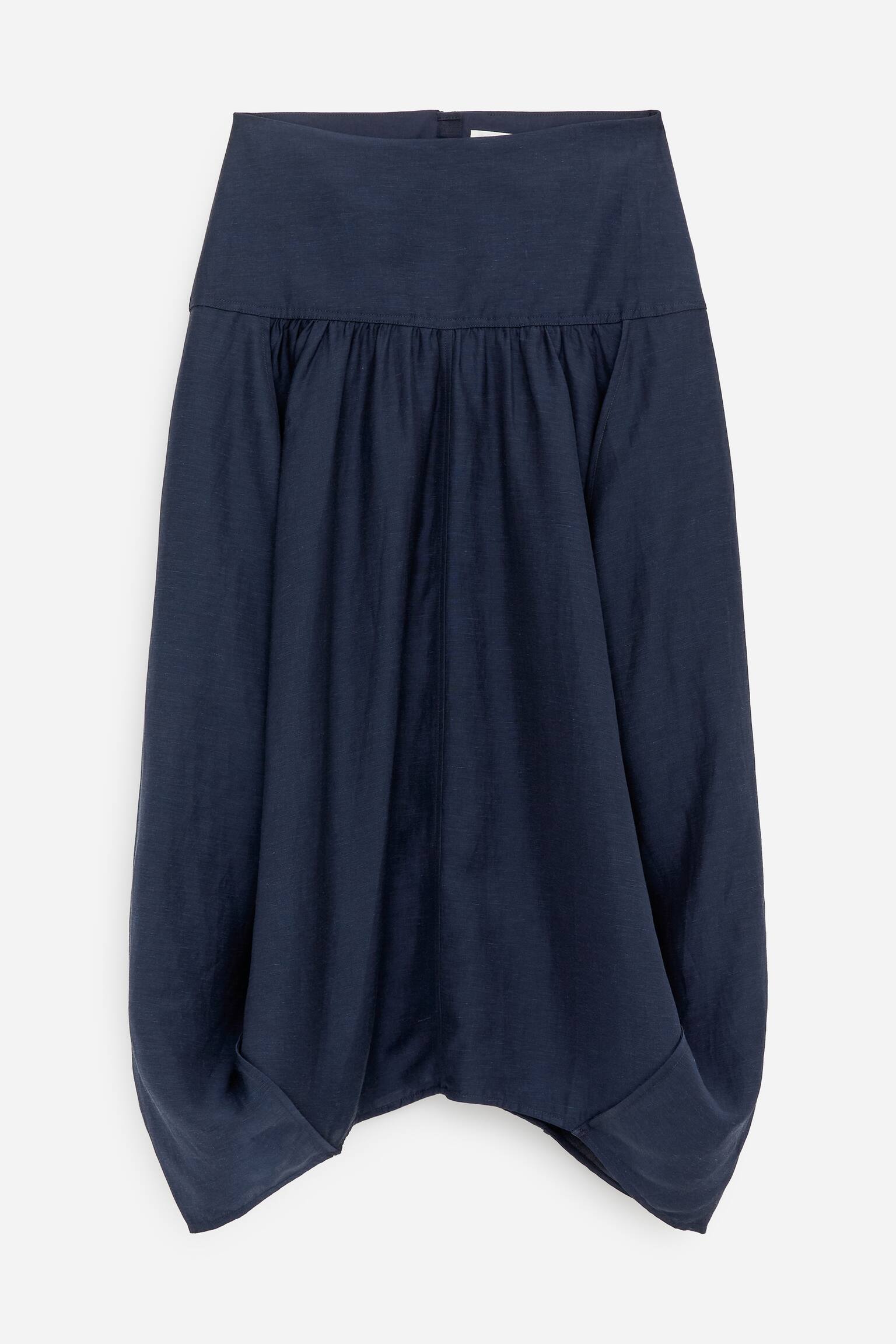 Midi-rok met ballonmodel - Donkerblauw - 2