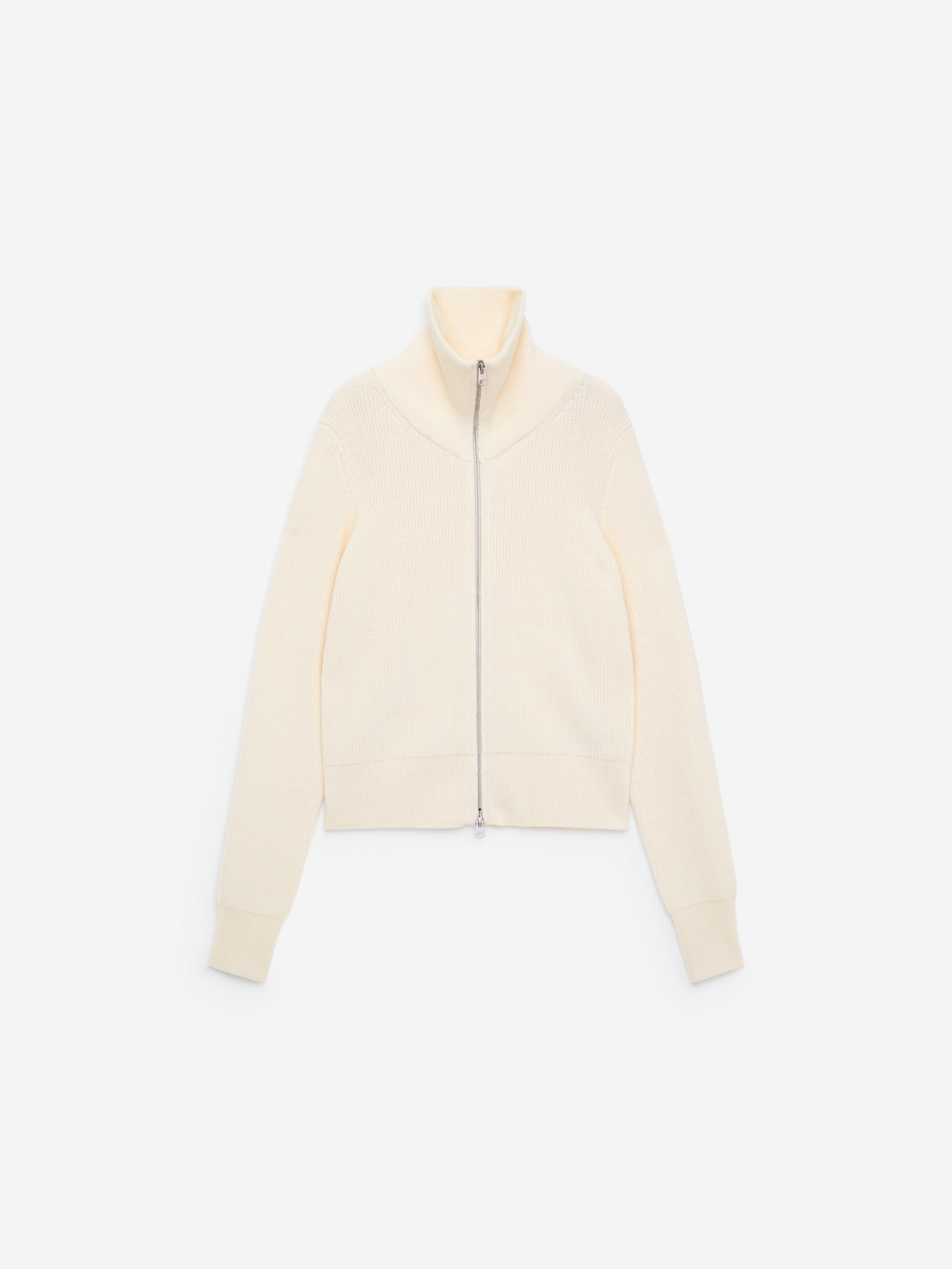 Wool-Cotton Zip Cardigan - Off White - Regular fit - Women - StillMedia/DescriptiveStillLife - 1