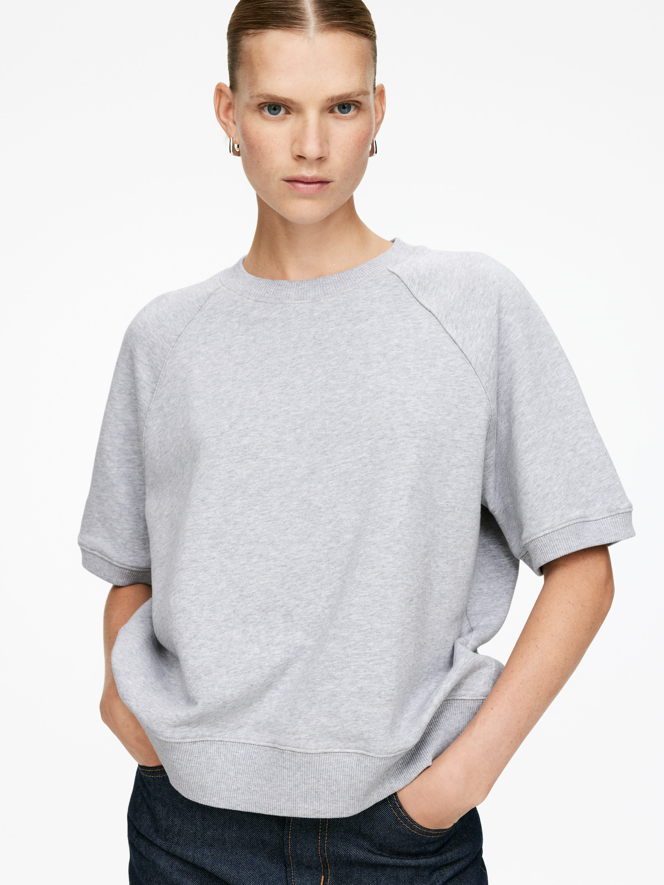 French Terry Sweatshirt - Grey Melange - Regular fit - Women - StillMedia/Lookbook - 9