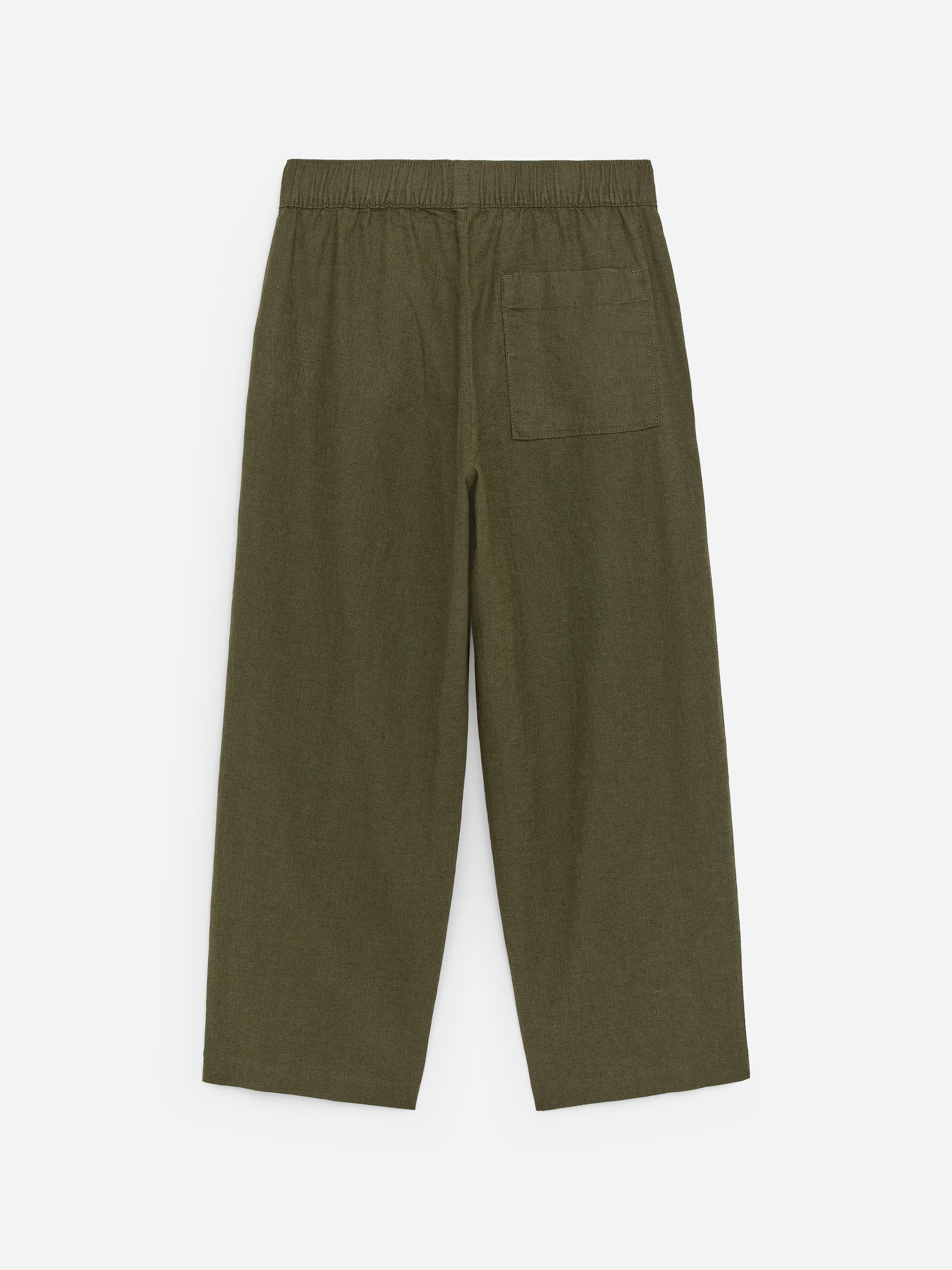 Pull-On Linen Blend Trousers - Khaki Green - Relaxed fit - Children - StillMedia/DescriptiveStillLife - 2