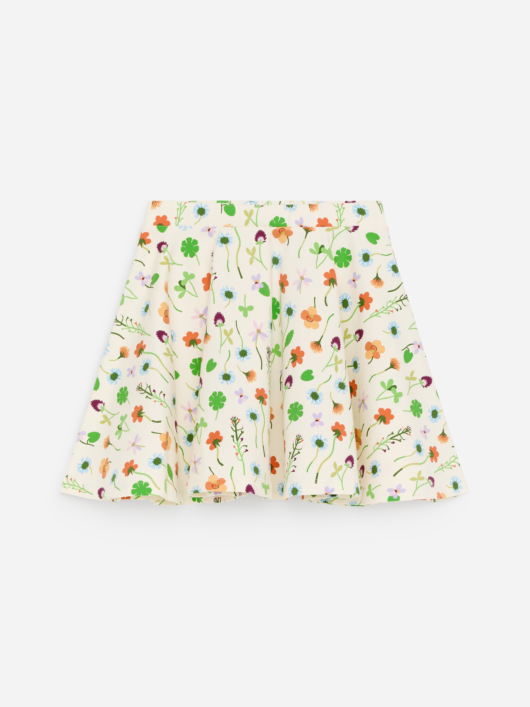 Gonna a trapezio con stampa - Bianco sporco/Motivo floreale