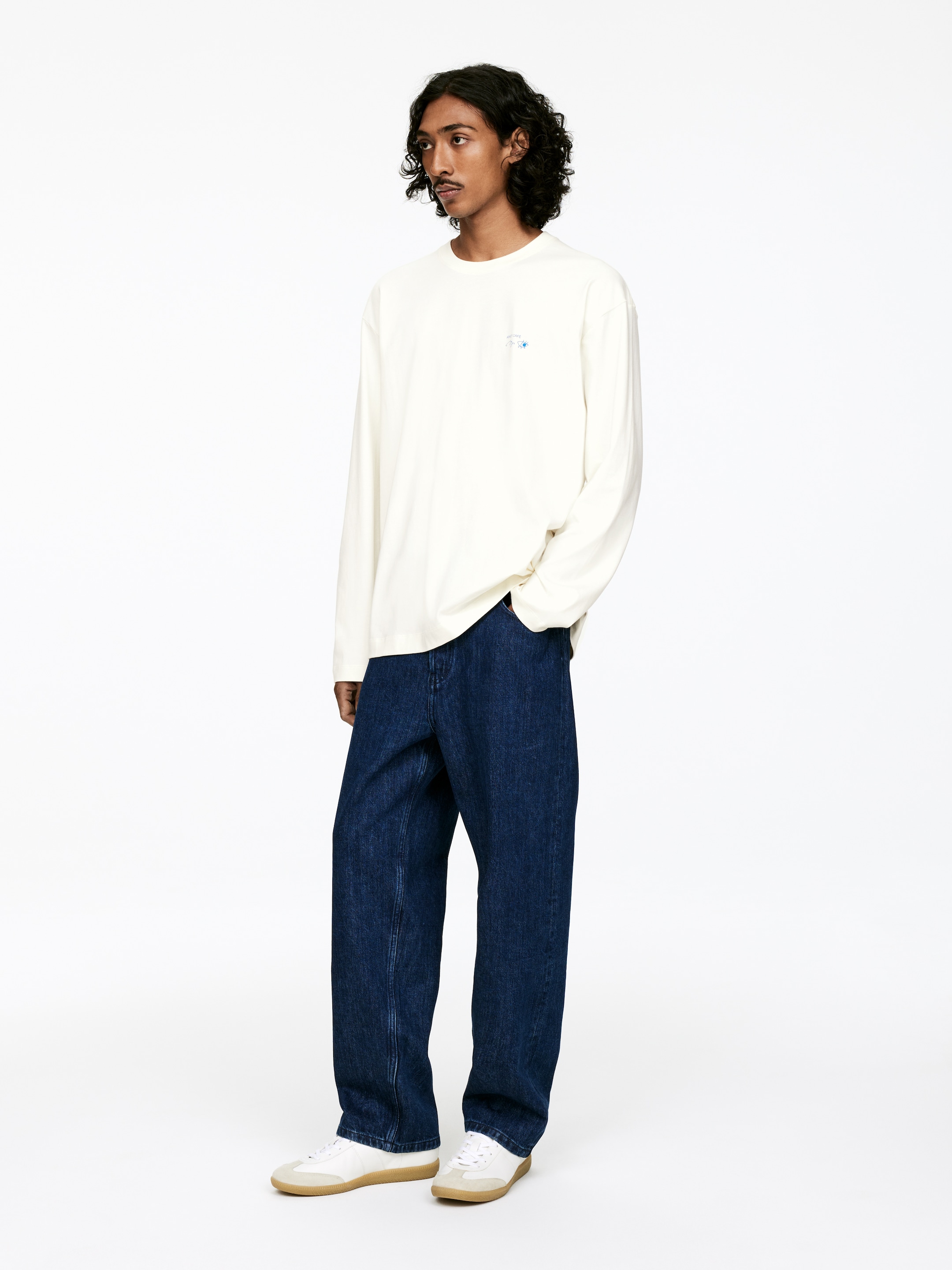 Visualizza immagine più grande: T-shirt a maniche lunghe ARKET CAFÉ - Bianco sporco/Blu - UOMO | H&M IT 2