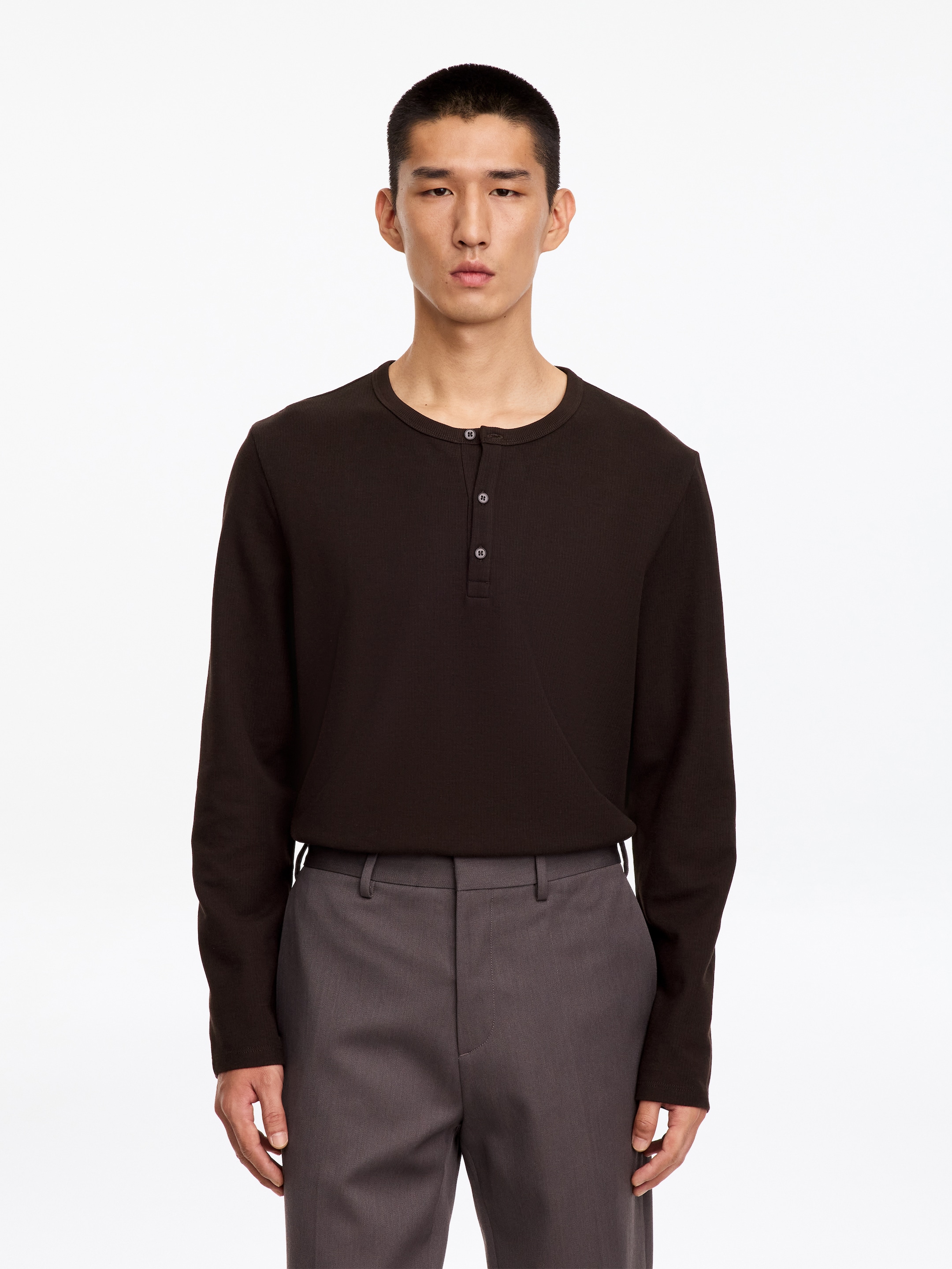 Henley Shirt-Brown-20436