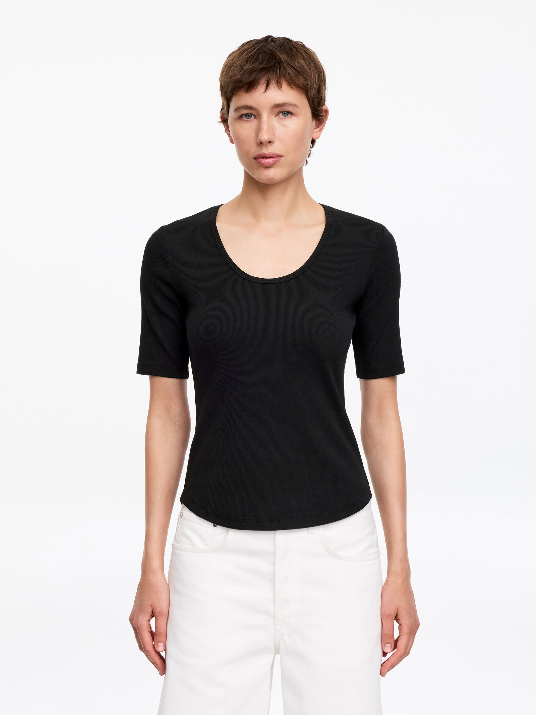 Ribbed T-Shirt - Black - Slim fit - Women - StillMedia/Lookbook - 11