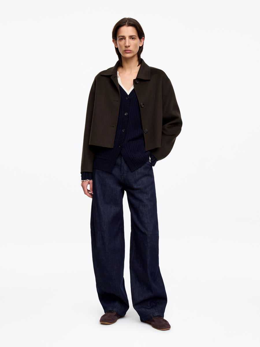 ARKET Women's  Doublé Wool-Blend Overshirt Brown,  size 40