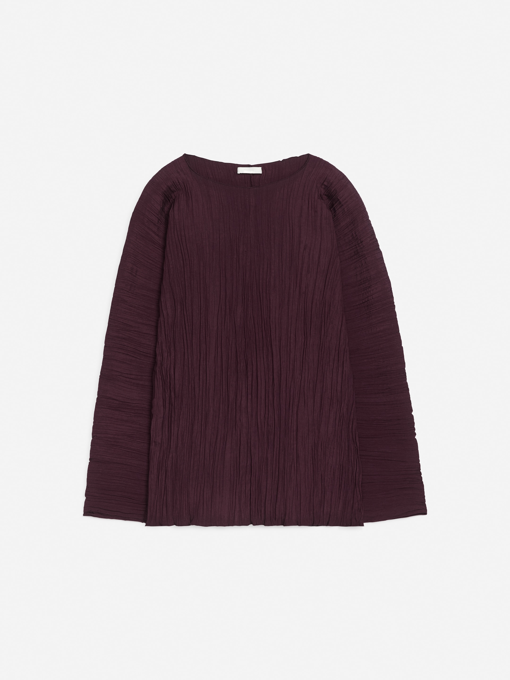 Volume-Sleeve Plissé Top - Burgundy - Regular fit - Women - StillMedia/DescriptiveStillLife - 1