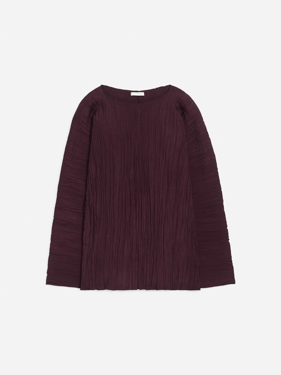 ARKET Women's  Volume-Sleeve Plissé Top Red,  size 36