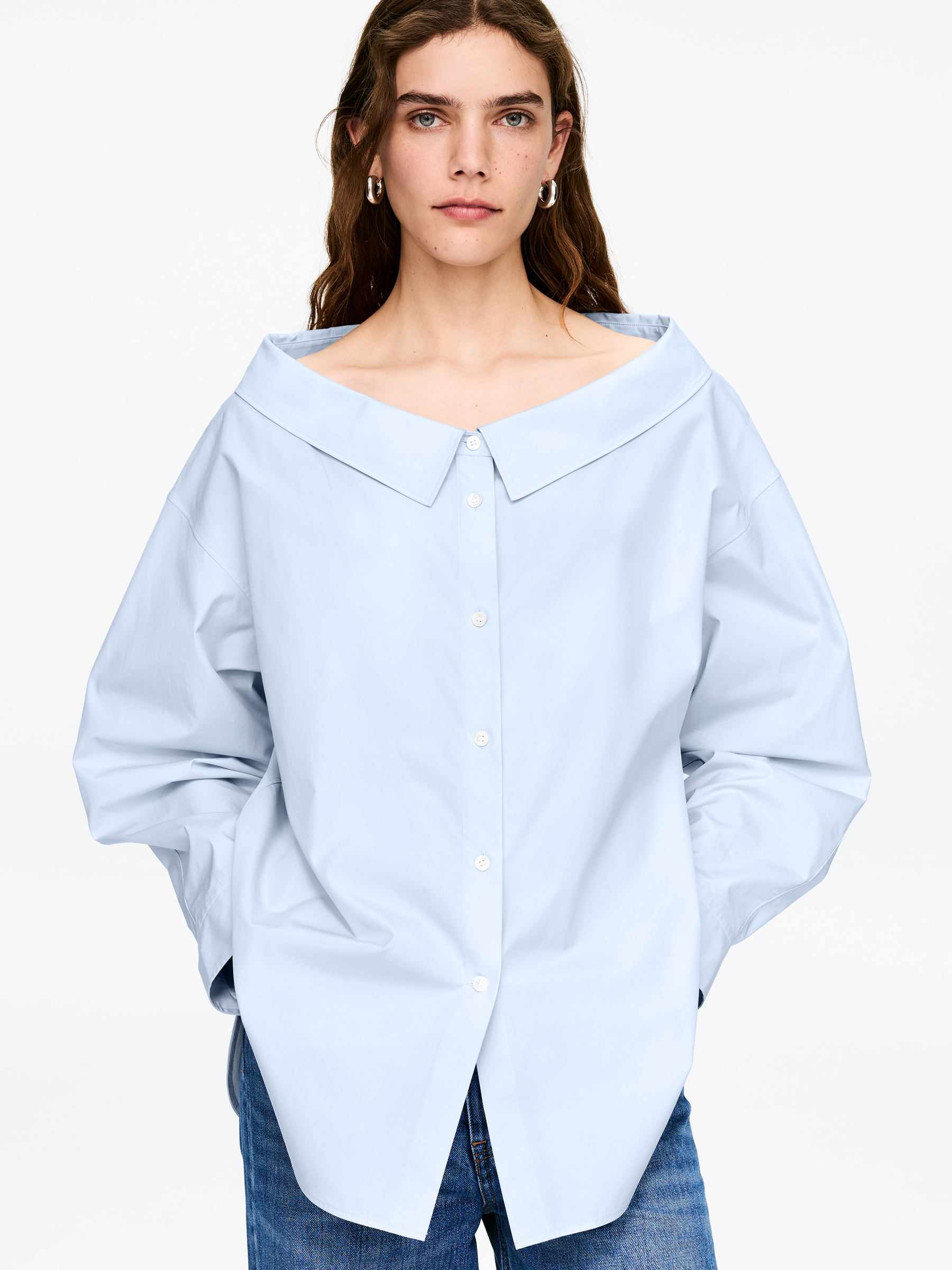 Open-Neck Blouse - Blue - Regular fit - Women - StillMedia/Lookbook - 3