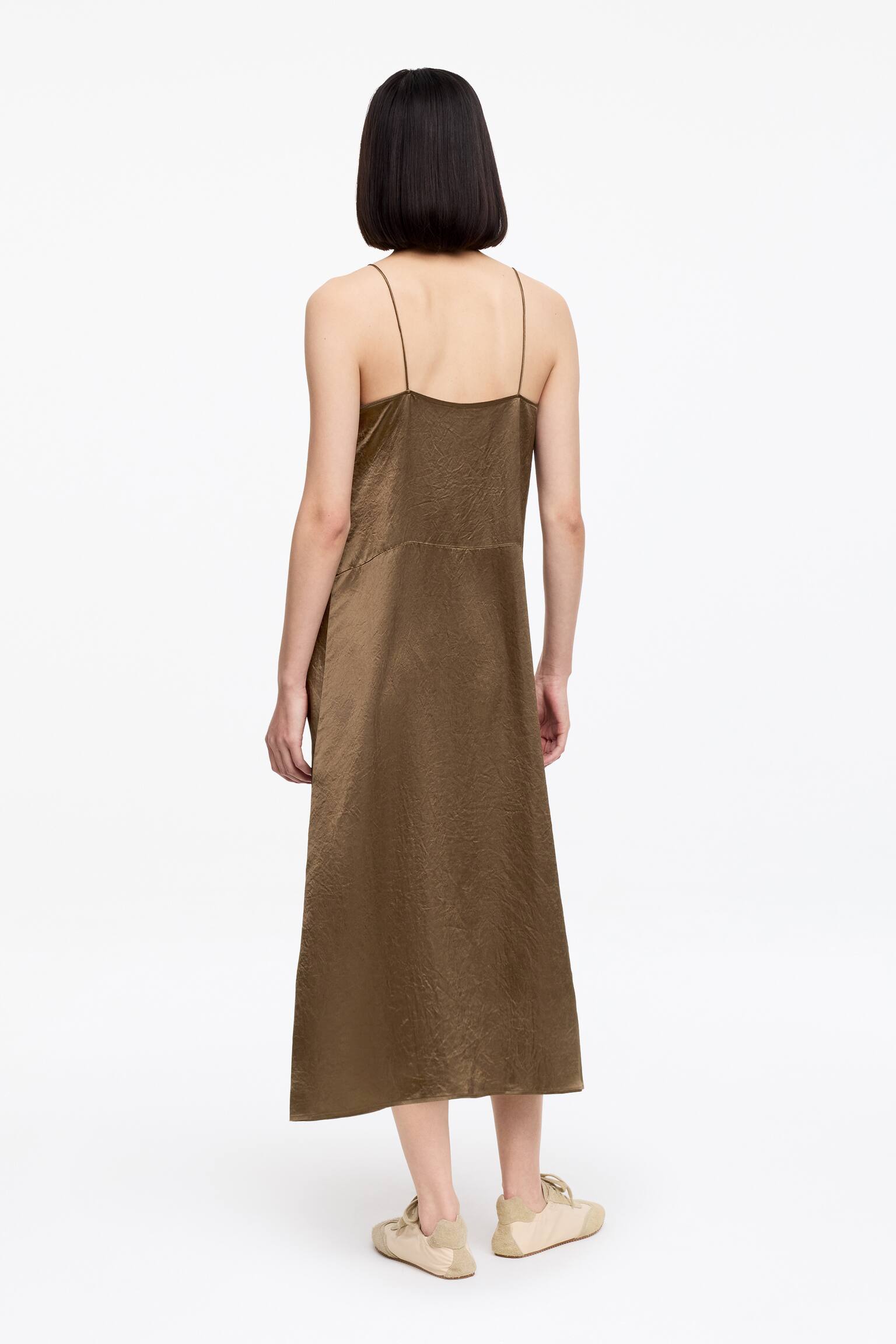 Satijnen slipdress - Bruin - 7