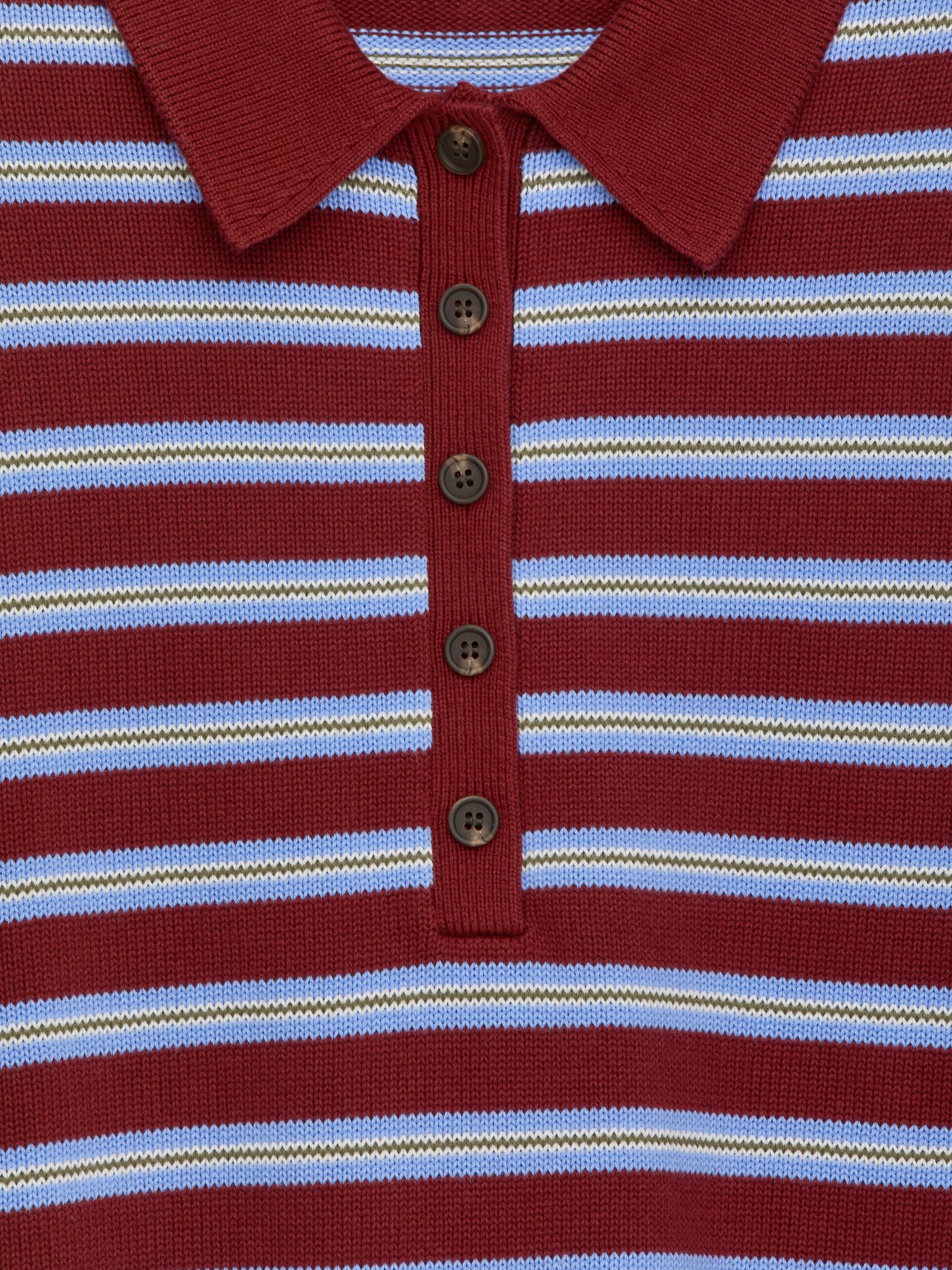 Knitted Polo Shirt - Burgundy/Blue - Regular fit - Women - StillMedia/DescriptiveDetail - 1