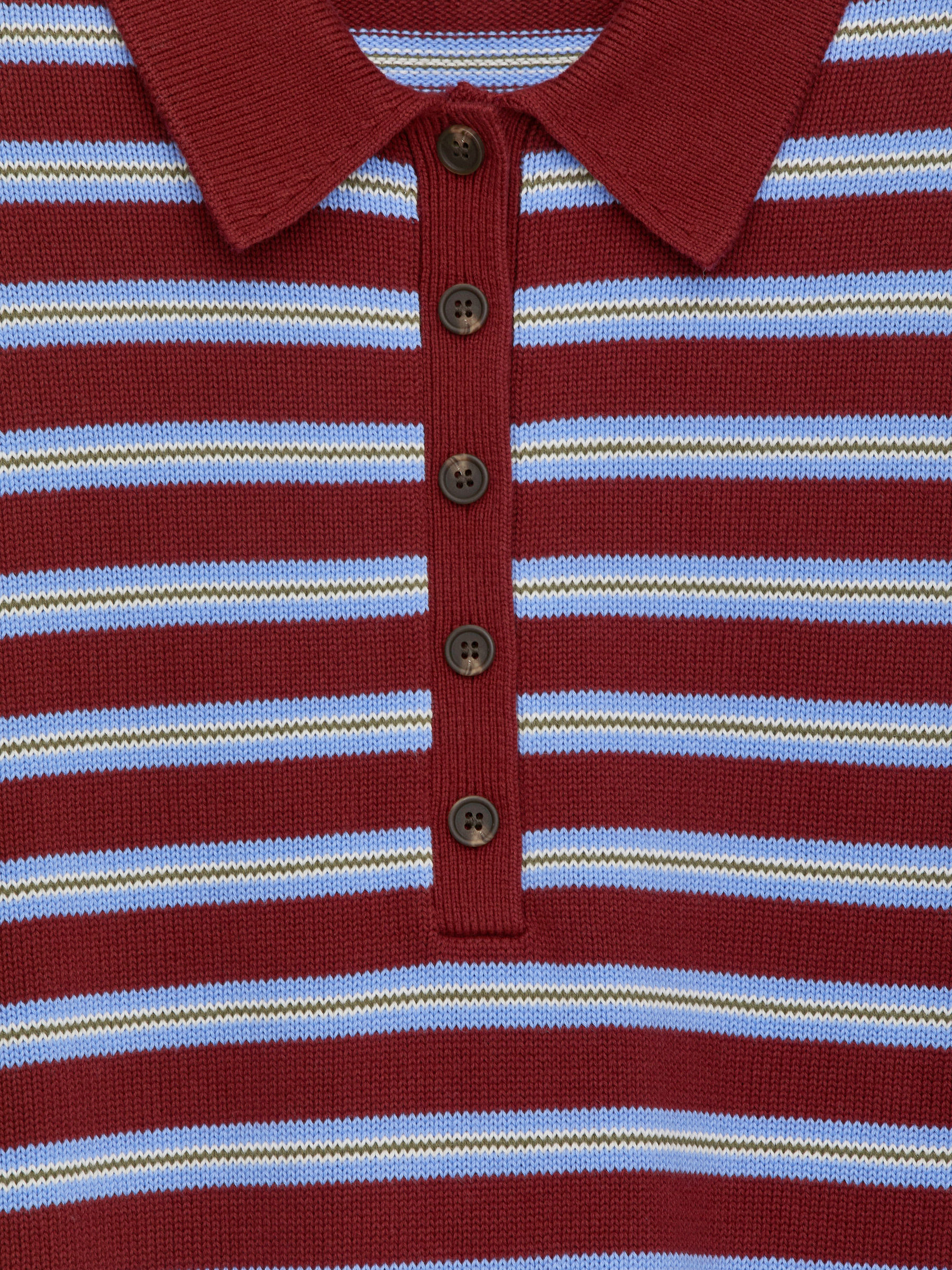 Knitted Polo Shirt - Burgundy/Blue - Regular fit - Women - StillMedia/DescriptiveDetail - 1