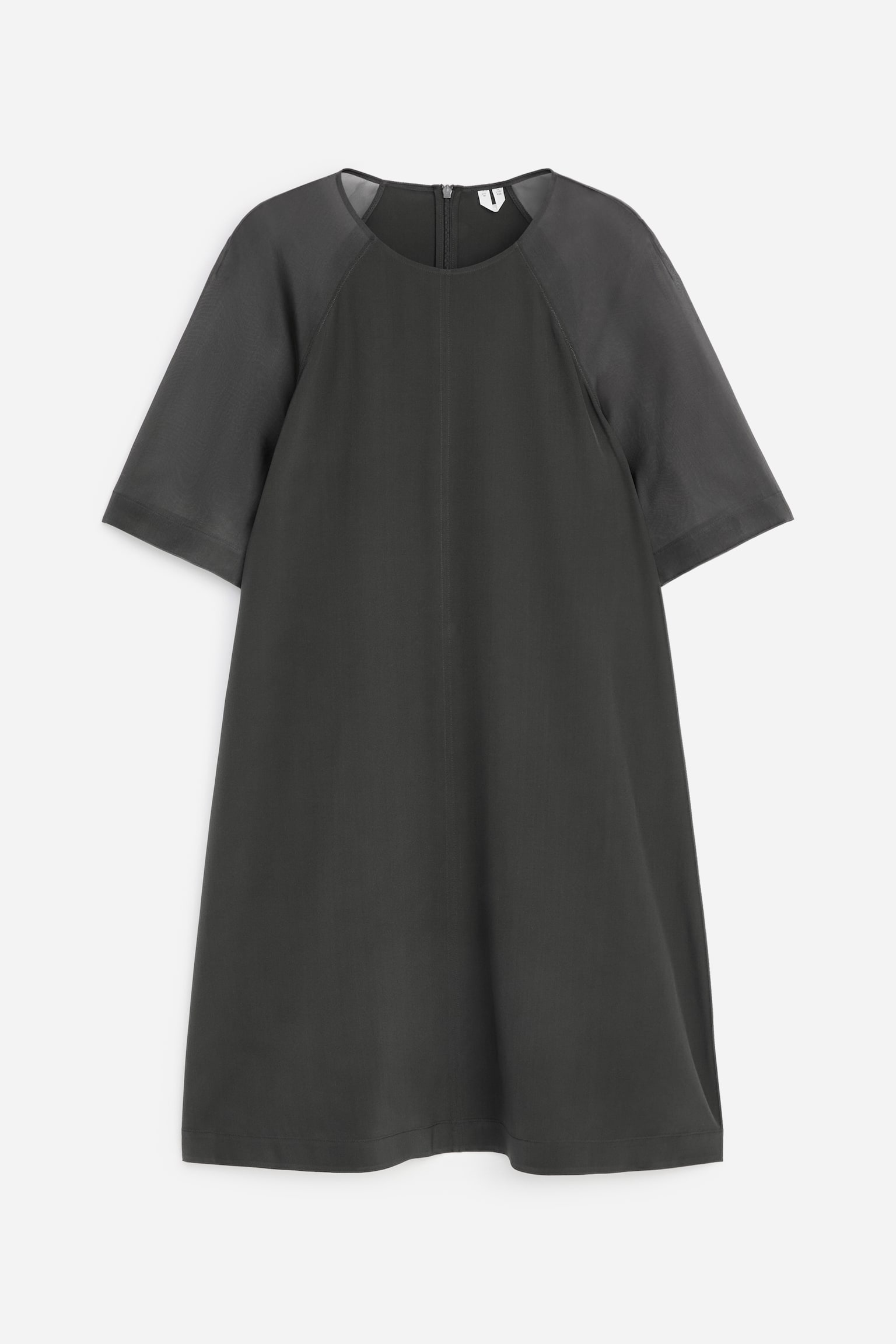 T-Shirt-Kleid aus Seide-Dunkelgrau - 2