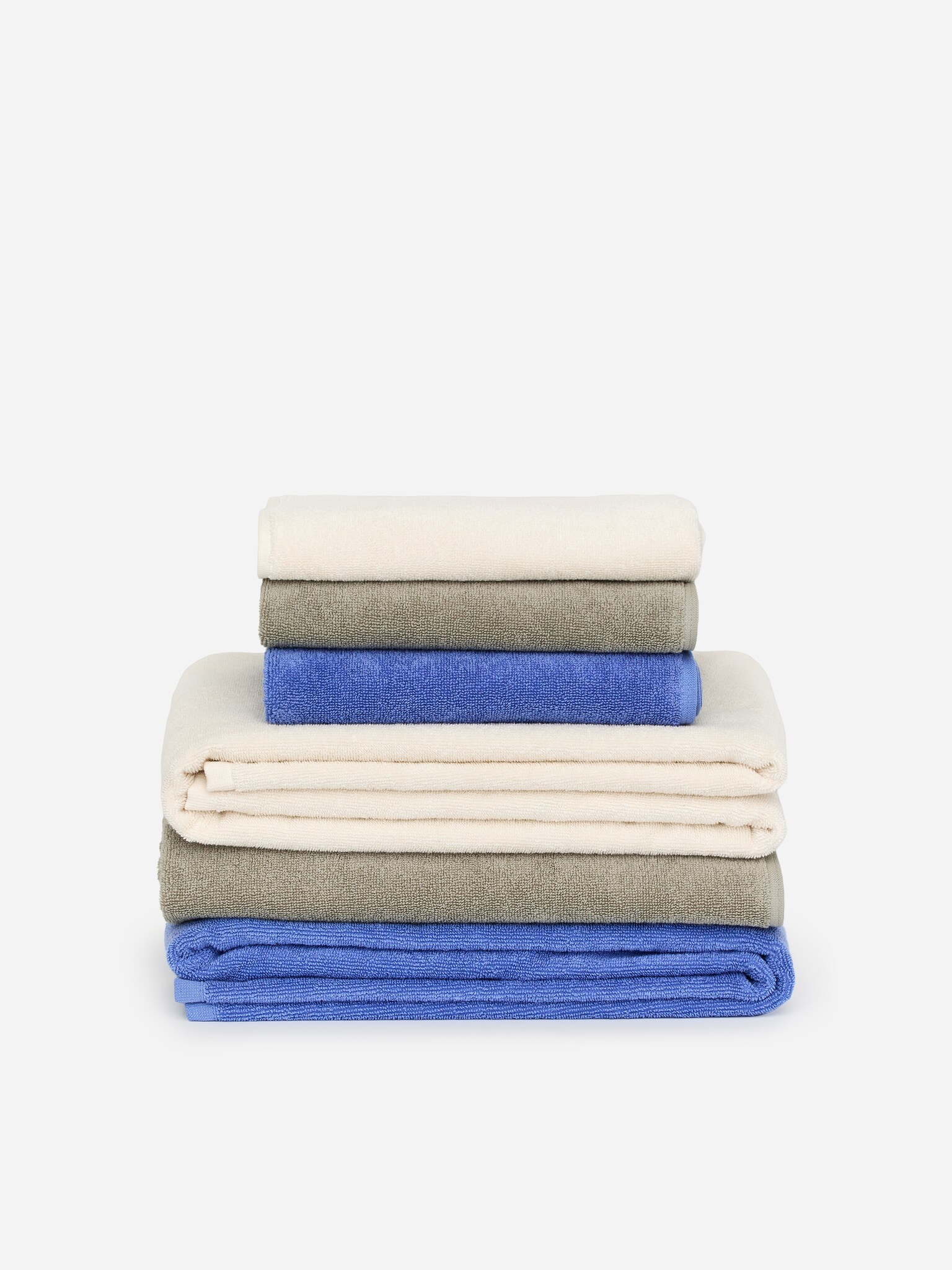 Handdoek 50 x 70 cm - Gebroken wit/Zachtgroen/Middenblauw - 2