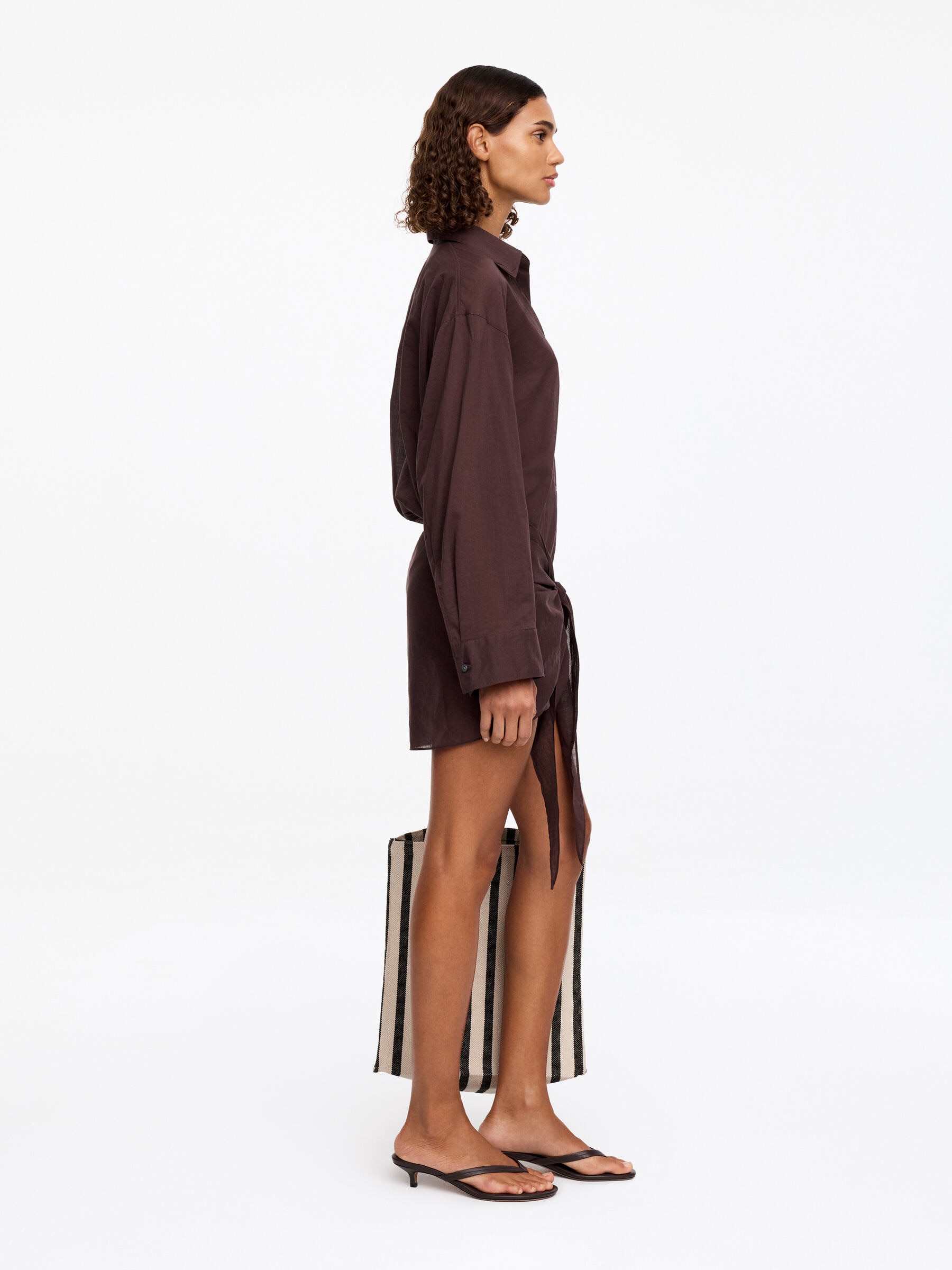 Lyocell Blend Shirt Dress - Brown - Regular fit - Women - StillMedia/Lookbook - 3