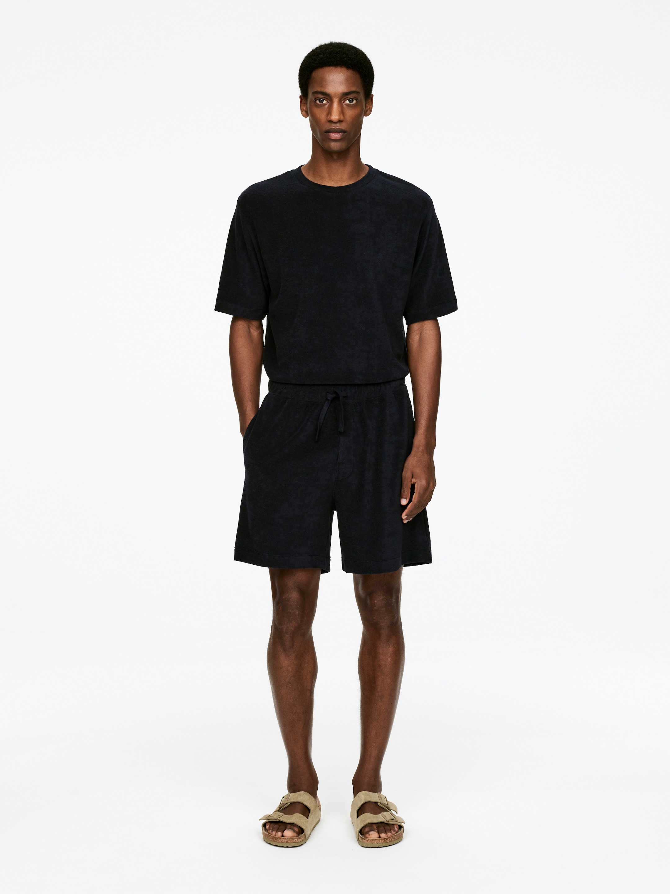 View larger image: Cotton Towelling Shorts - Black - Men | H&M GB 1