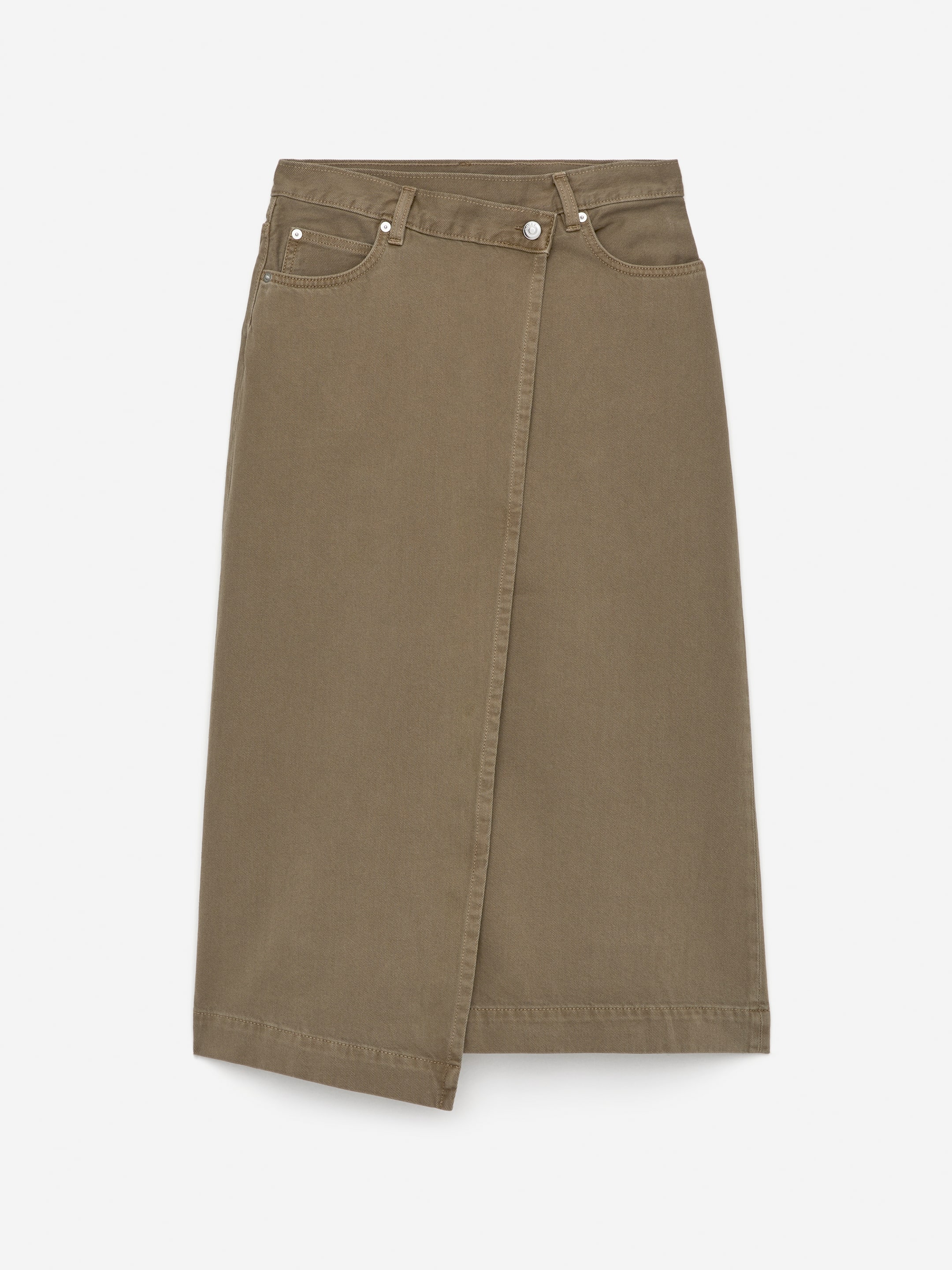 Omlott denimkjol - Khakigrön - Regular fit - Women - StillMedia/DescriptiveStillLife - 1