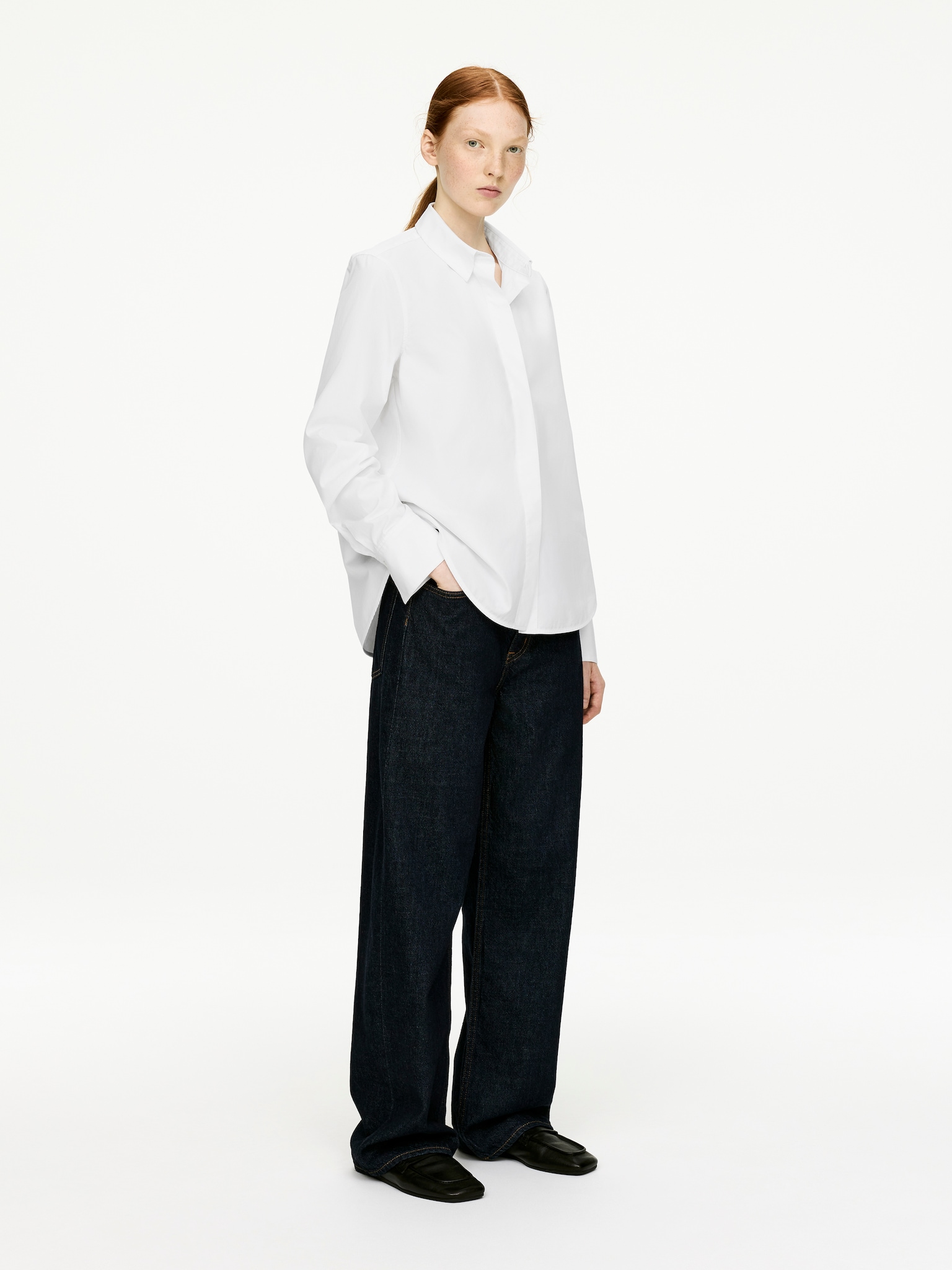 Chemise en popeline de coupe standard - Blanc - 3