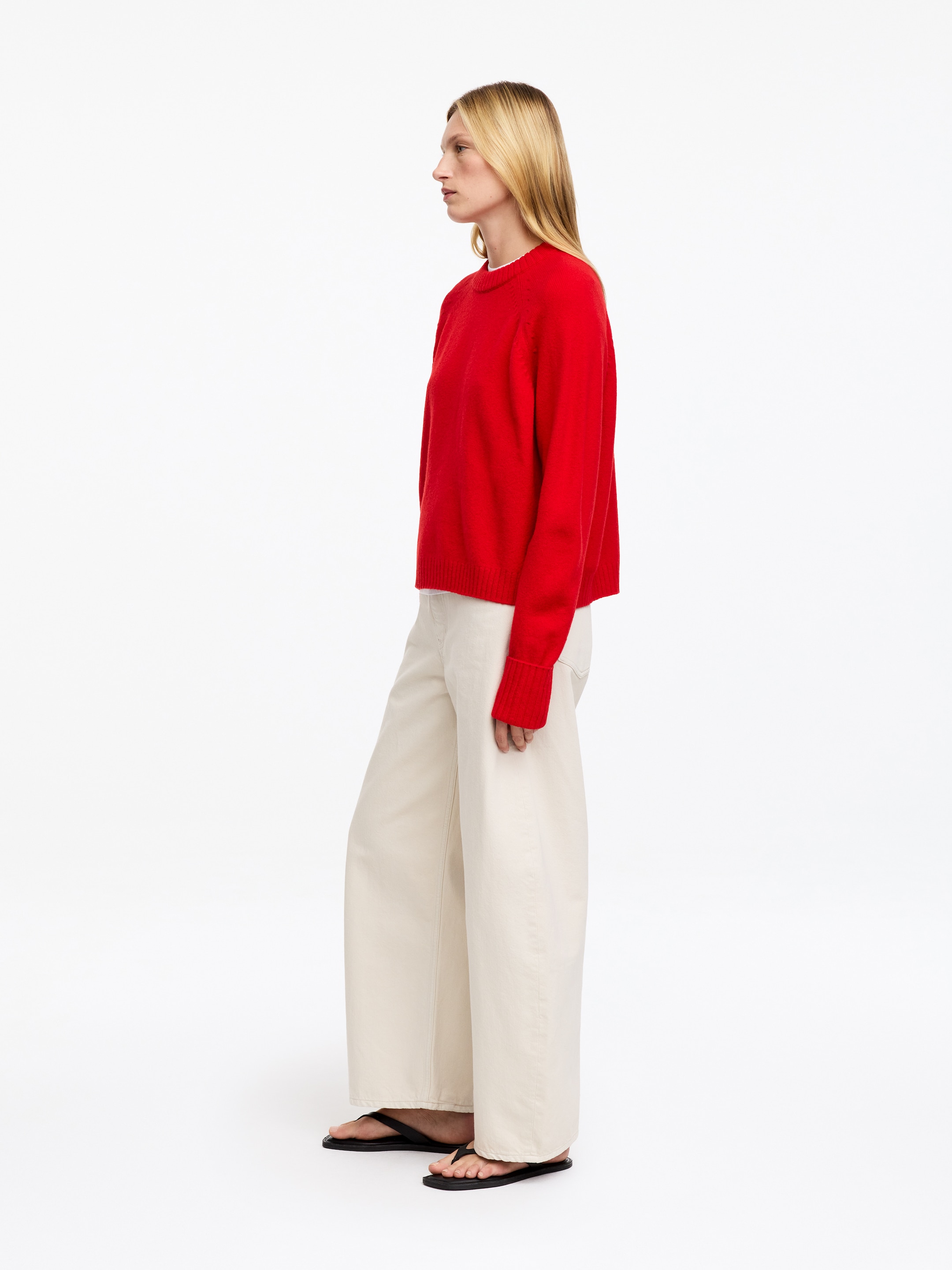 Folded Sleeve Wool Jumper - Red - Regular fit - women - StillMedia/Lookbook - 4