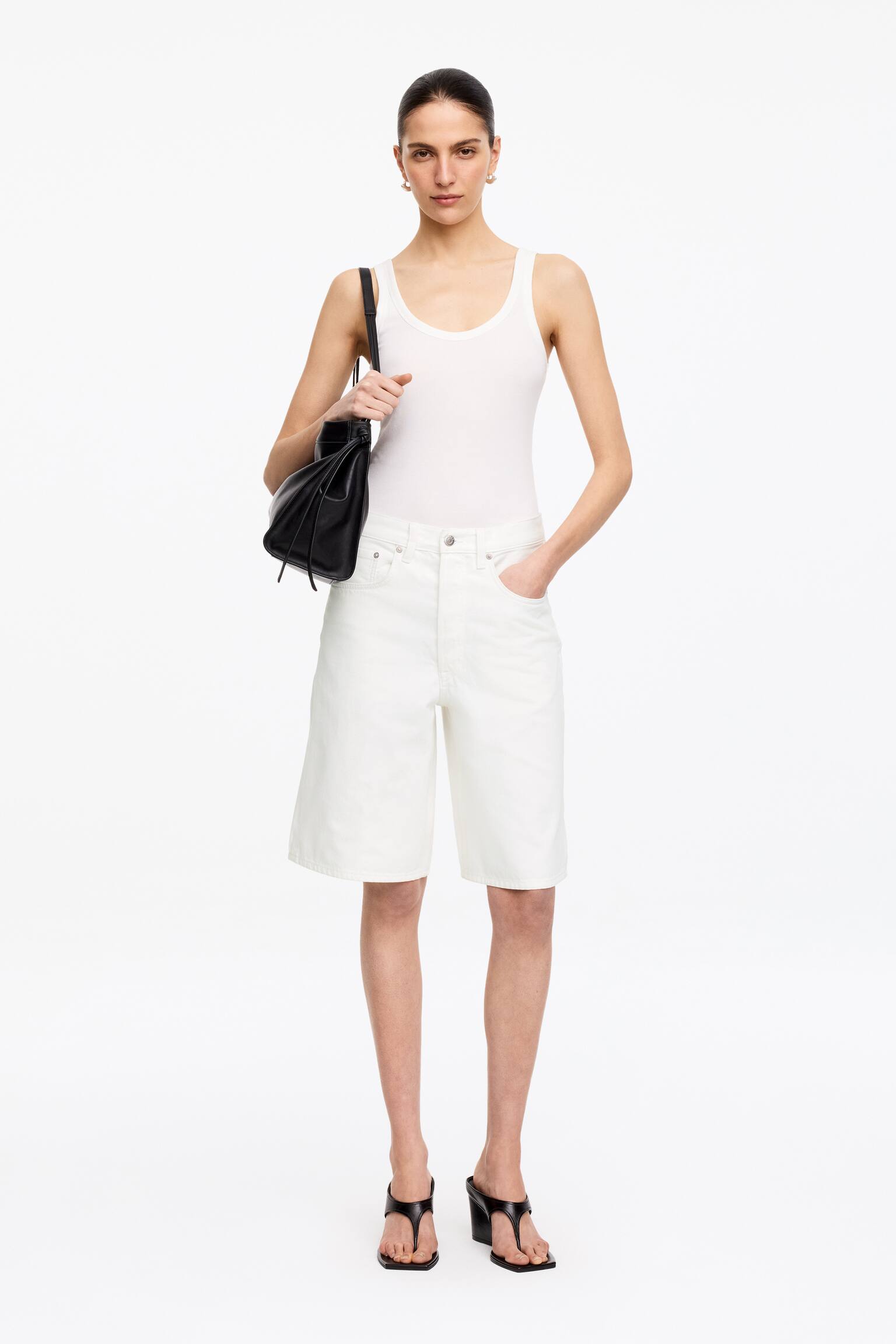 Lange denimshorts - Hvit/Mørkeblå/Svart/Lyseblå - 1