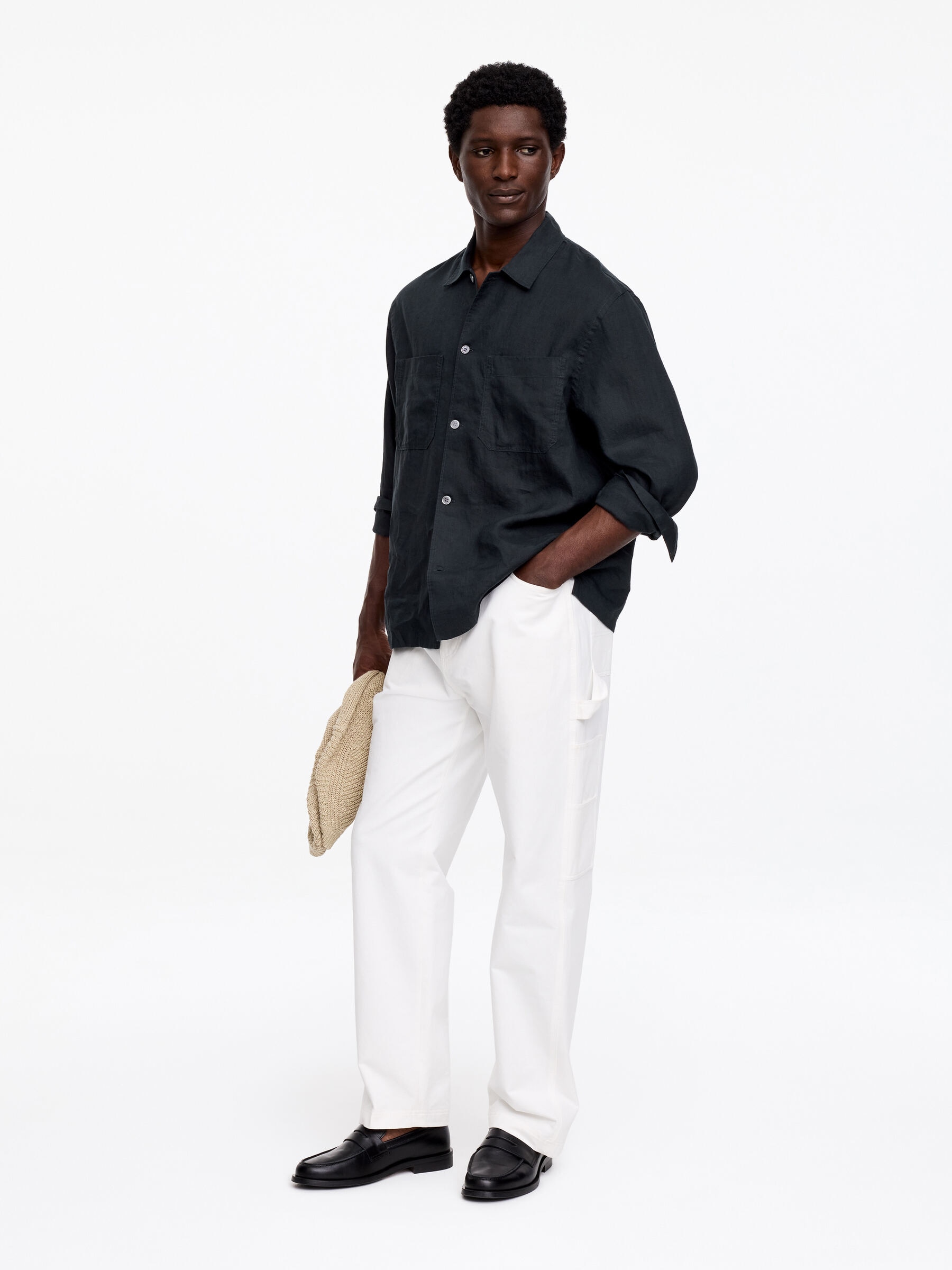 Relaxed Linen Shirt - Dark Blue - Loose fit - Men - StillMedia/Lookbook - 5