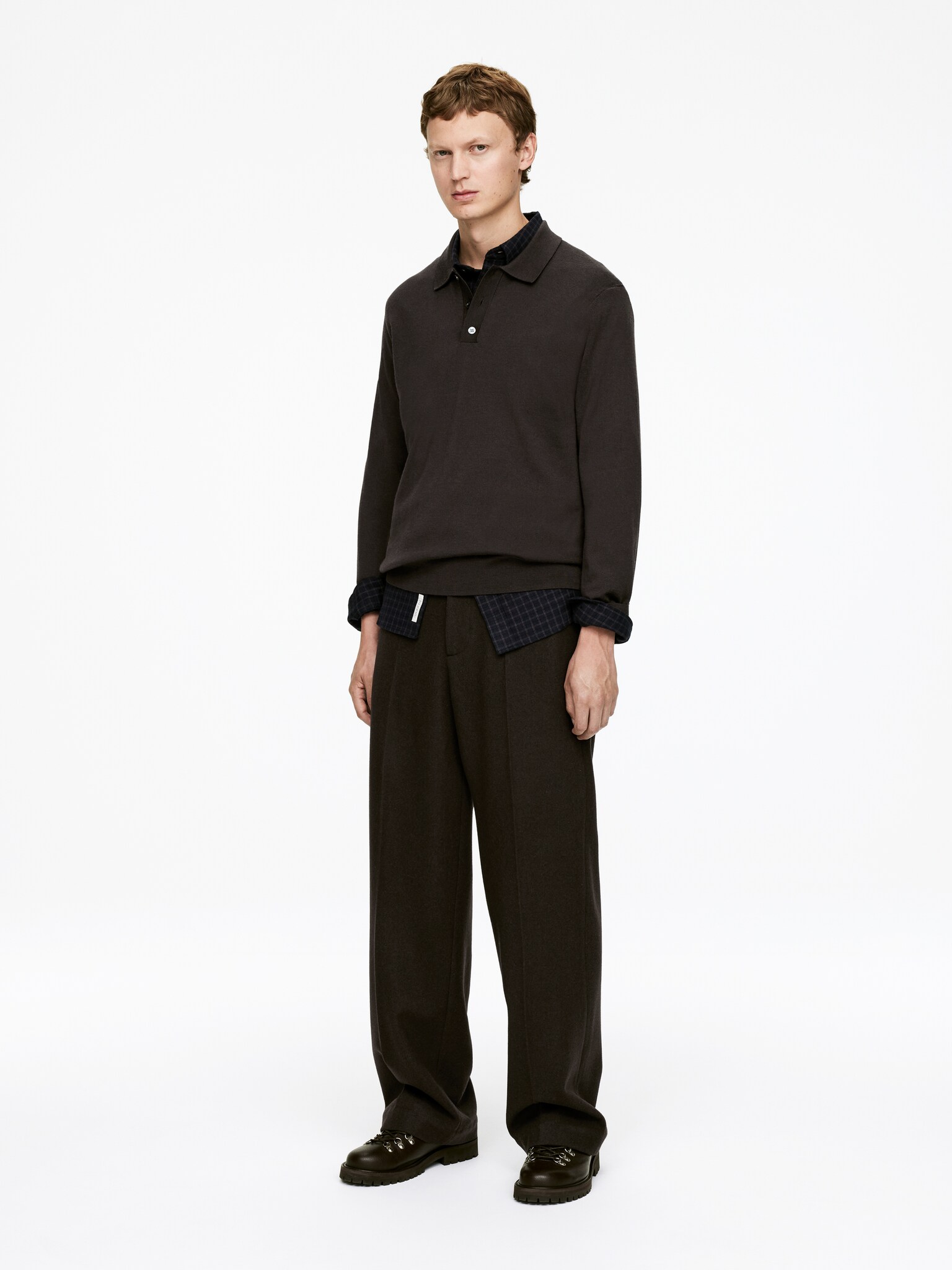 Merino Polo Jumper - Dark Brown/Dark Green/Dark Blue/Grey Melange/Black - 3