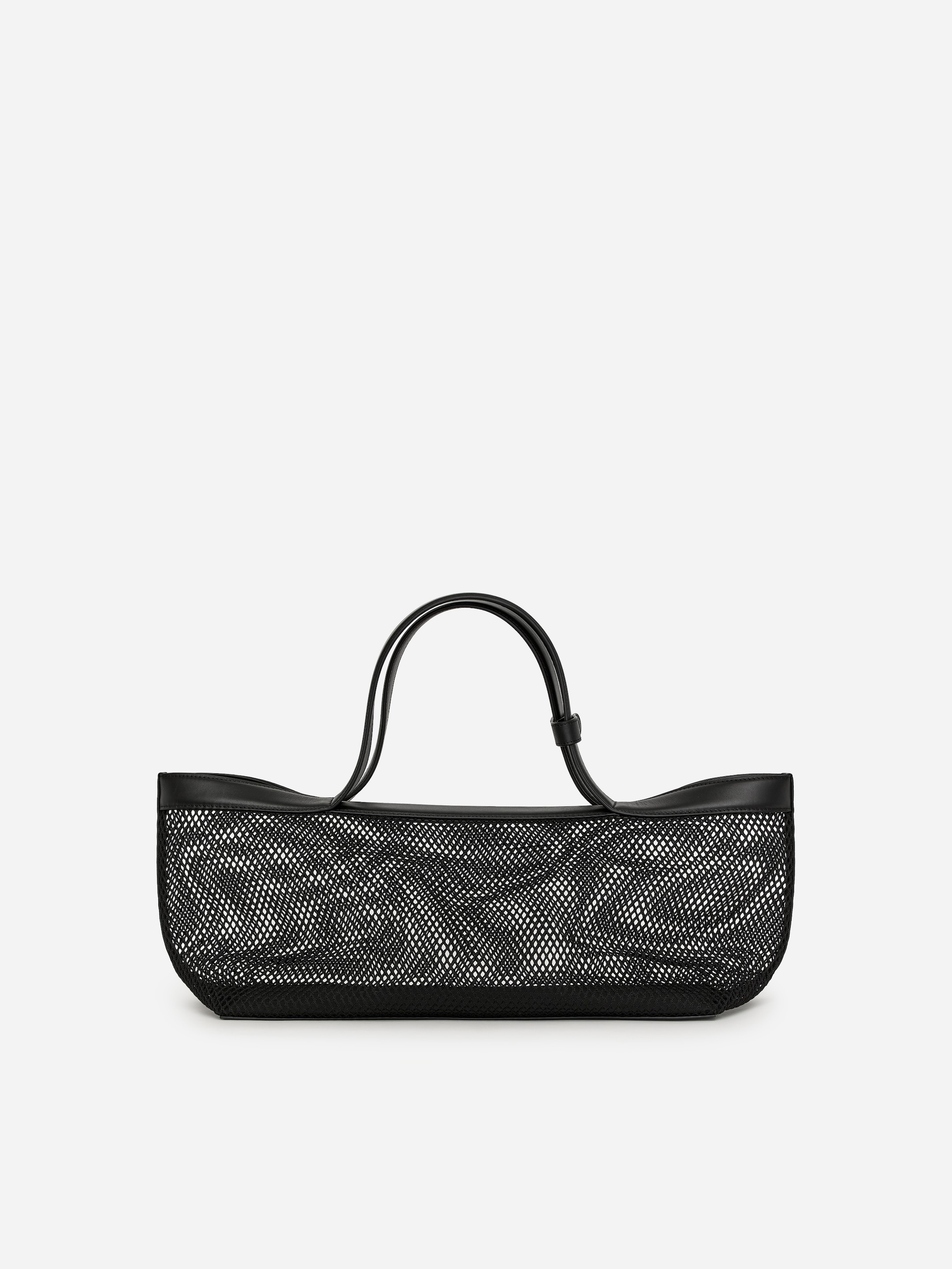Siateczkowa torba typu tote ze skórzanym detalem - Czarny - Women - StillMedia/DescriptiveStillLife - 3