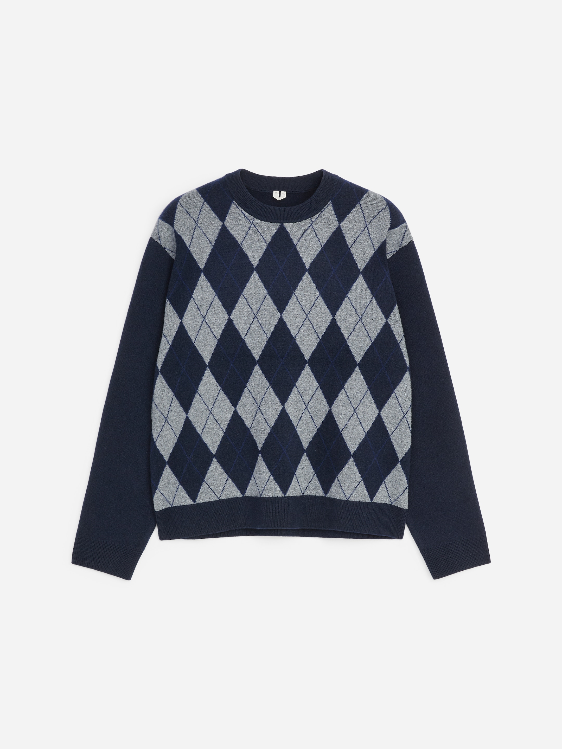 Argylemönstrad tröja - Rutig/mörk marinblå - Relaxed fit - men - StillMedia/DescriptiveStillLife - 1