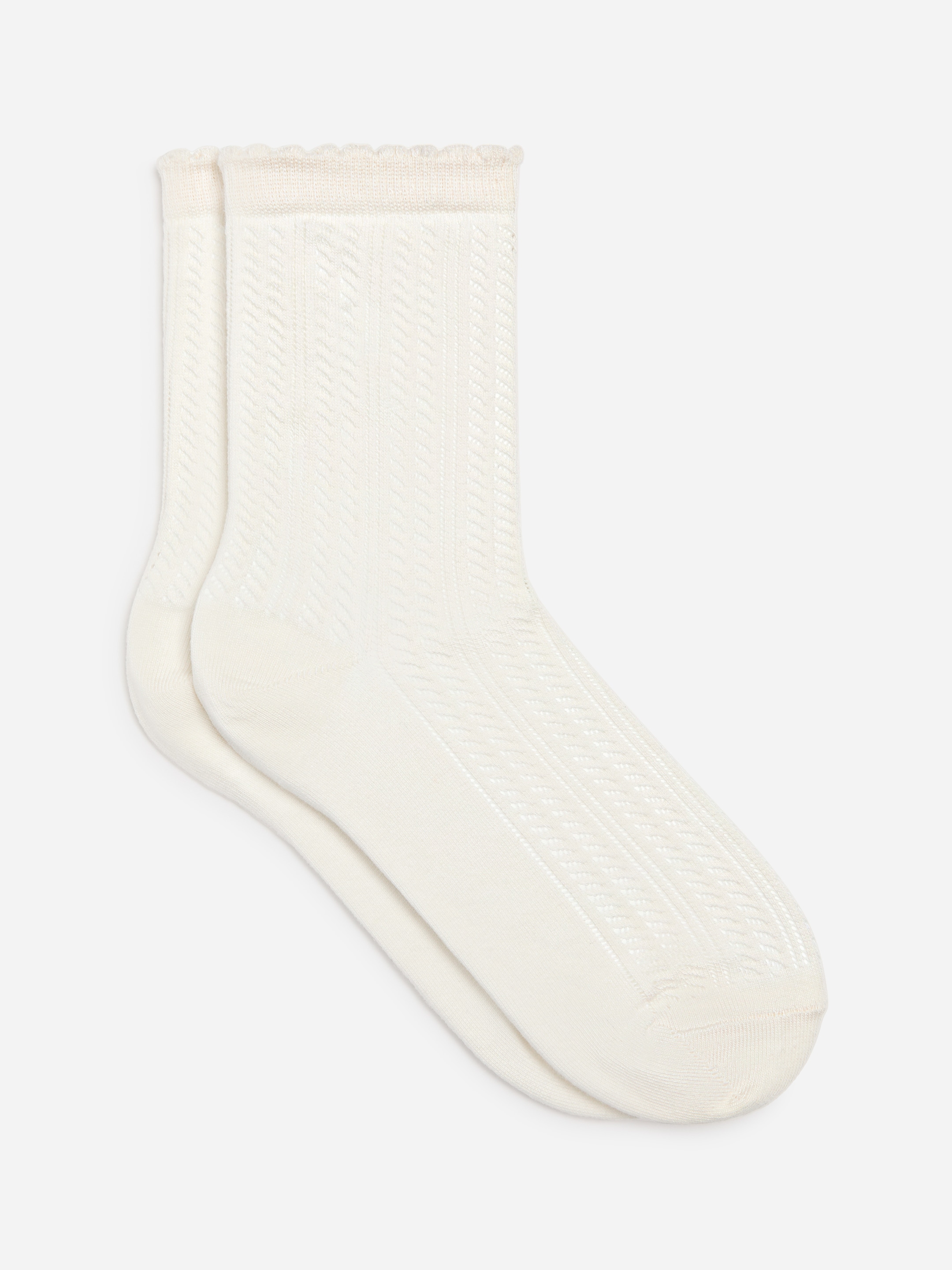 Pointelle-Knit Socks-#EEEDE1-19182