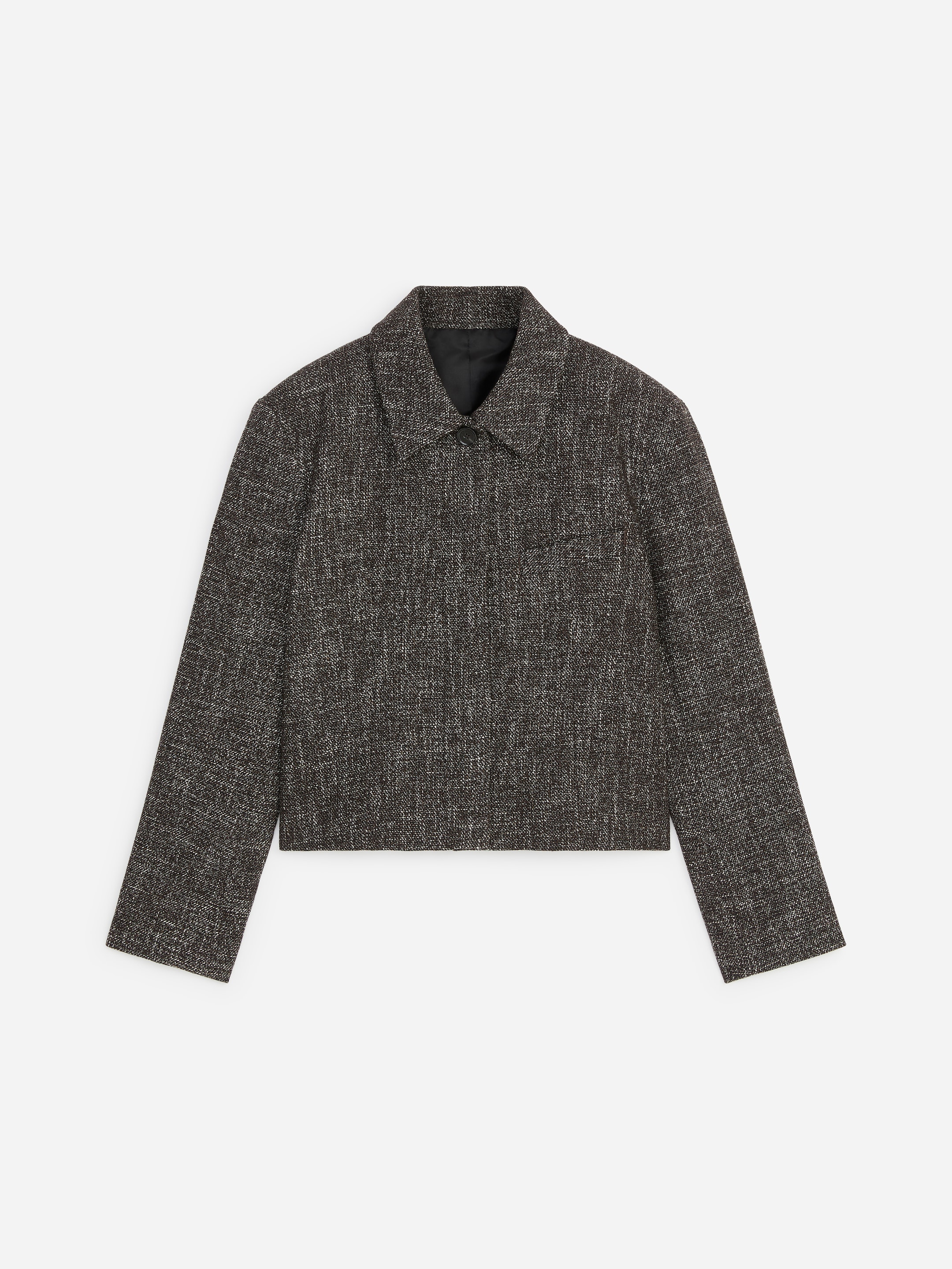Wool Blend Cropped Jacket-Grey-20635