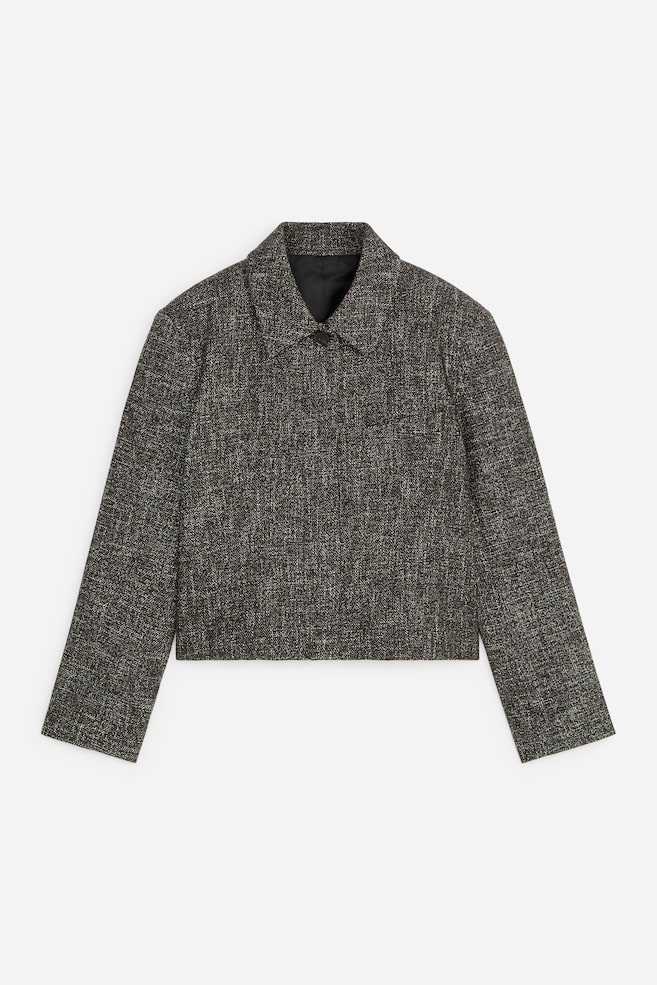 Veste raccourcie en laine mélangée - Gris chiné - 1