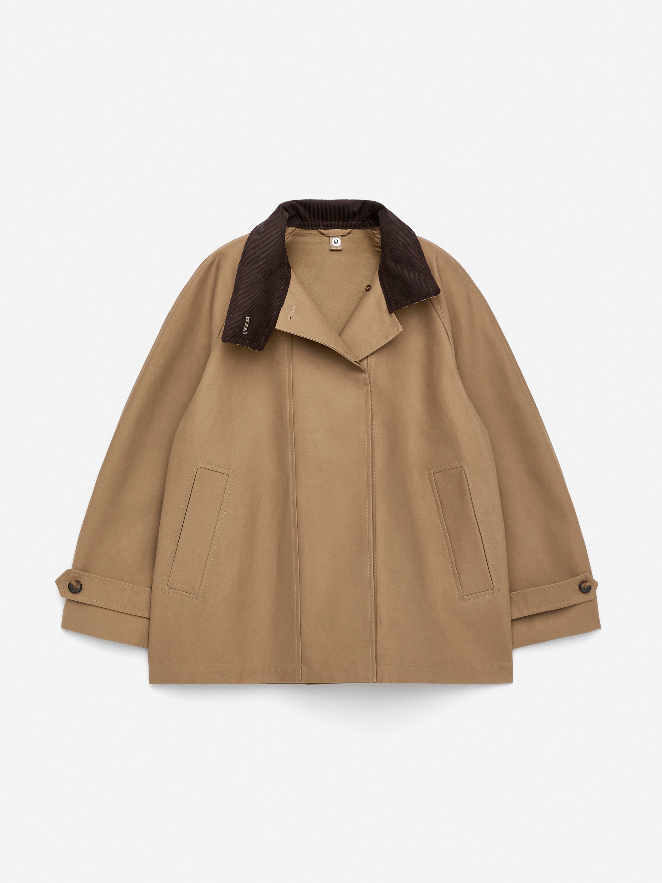 Corduroy-Collar Jacket - Dark Beige - Loose fit - Women - StillMedia/DescriptiveStillLife - 2