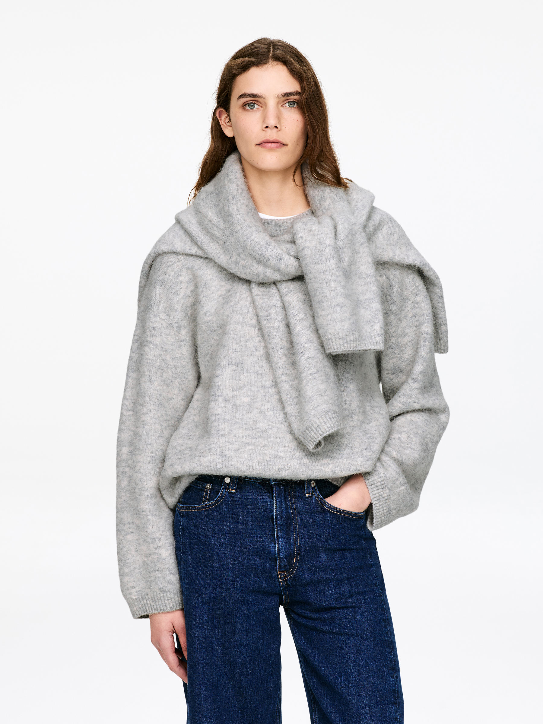 Pull en mélange de laine et d'alpaga - Gris clair - Oversized - Femme - StillMedia/Lookbook - 5