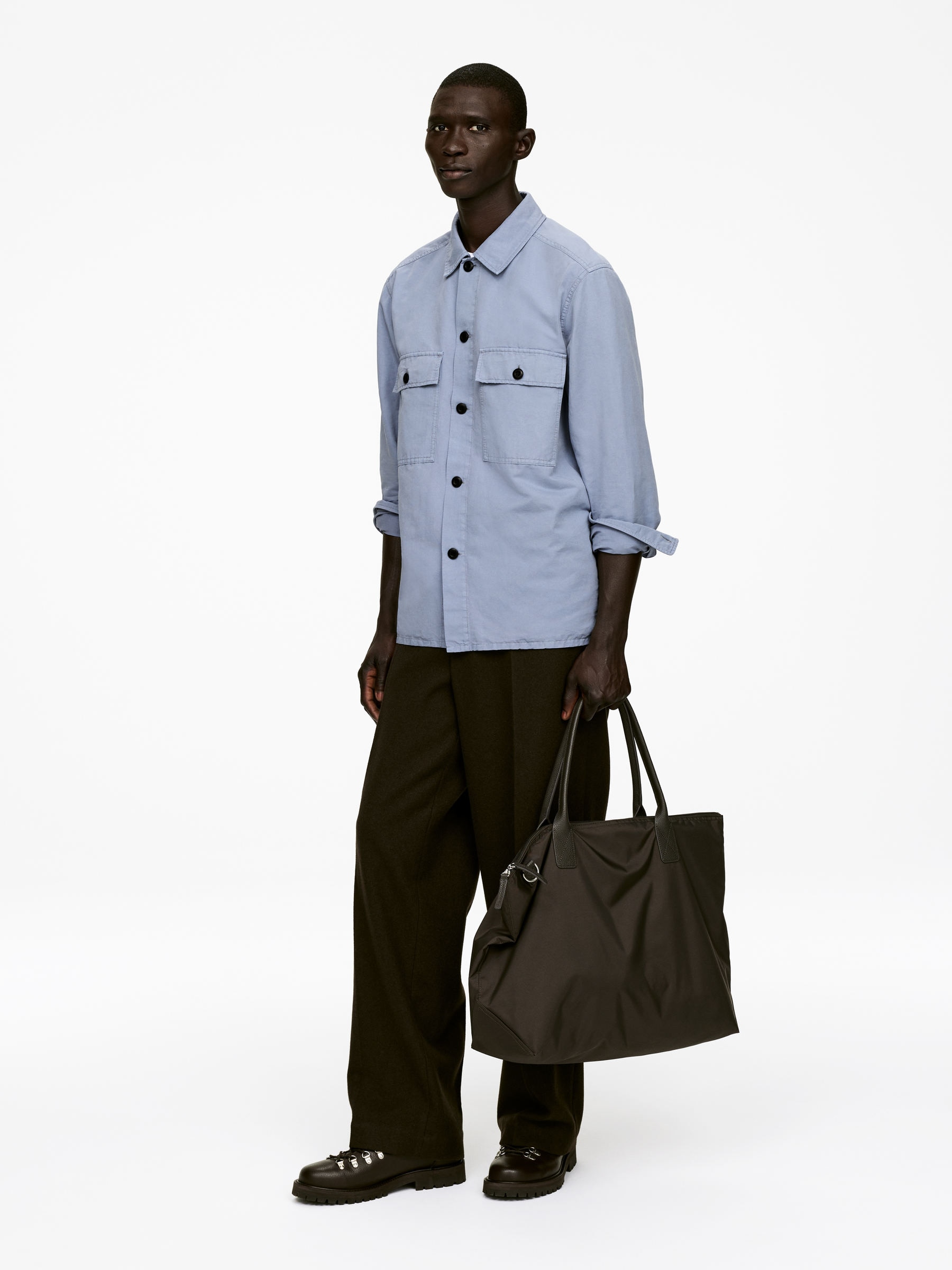 Cotton Linen Overshirt - Dusty Blue - Loose fit - Men - StillMedia/Lookbook - 2