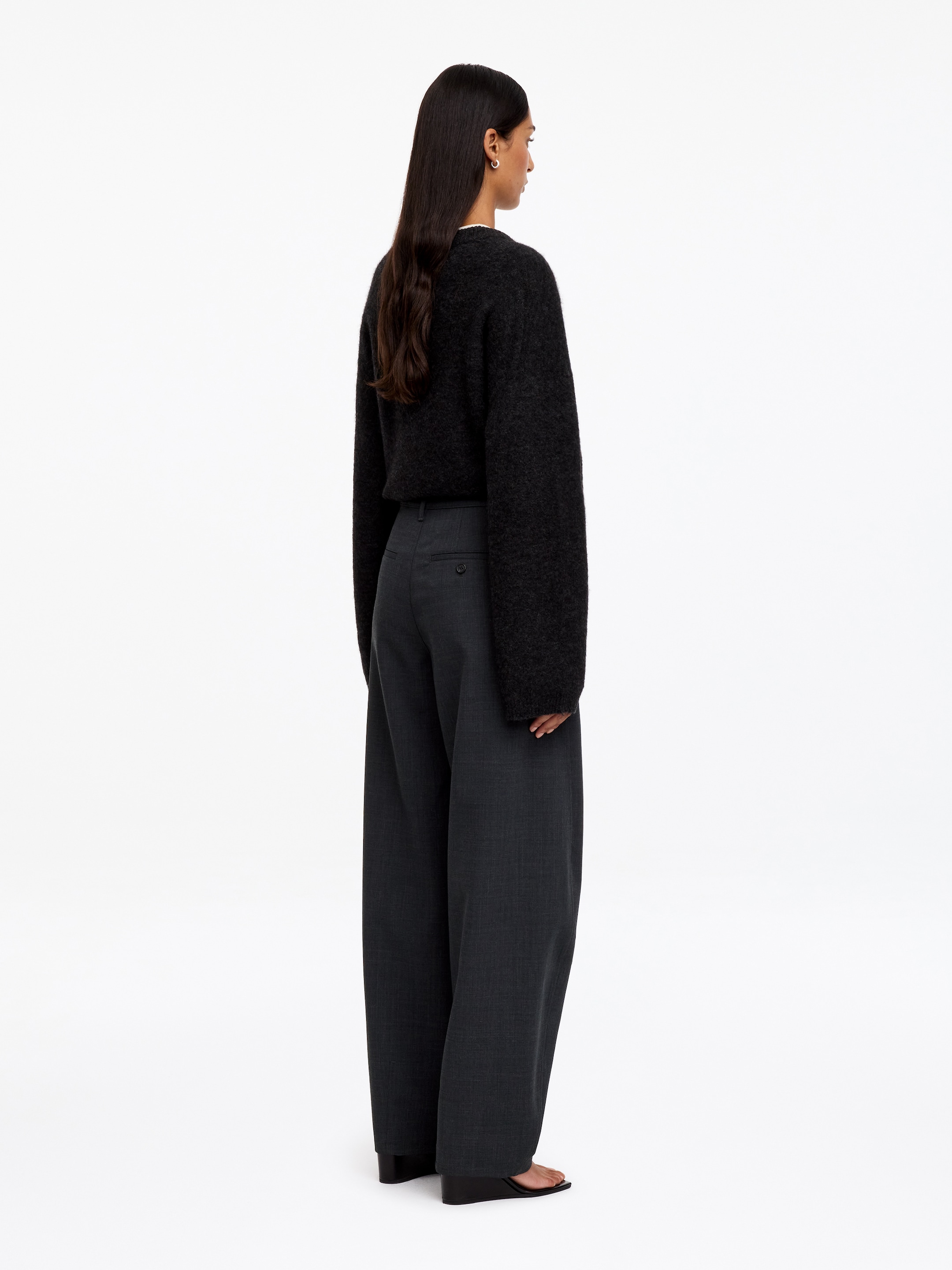 Pantaloni barrel in misto lana - Grigio scuro - Relaxed fit - women - StillMedia/Lookbook - 2