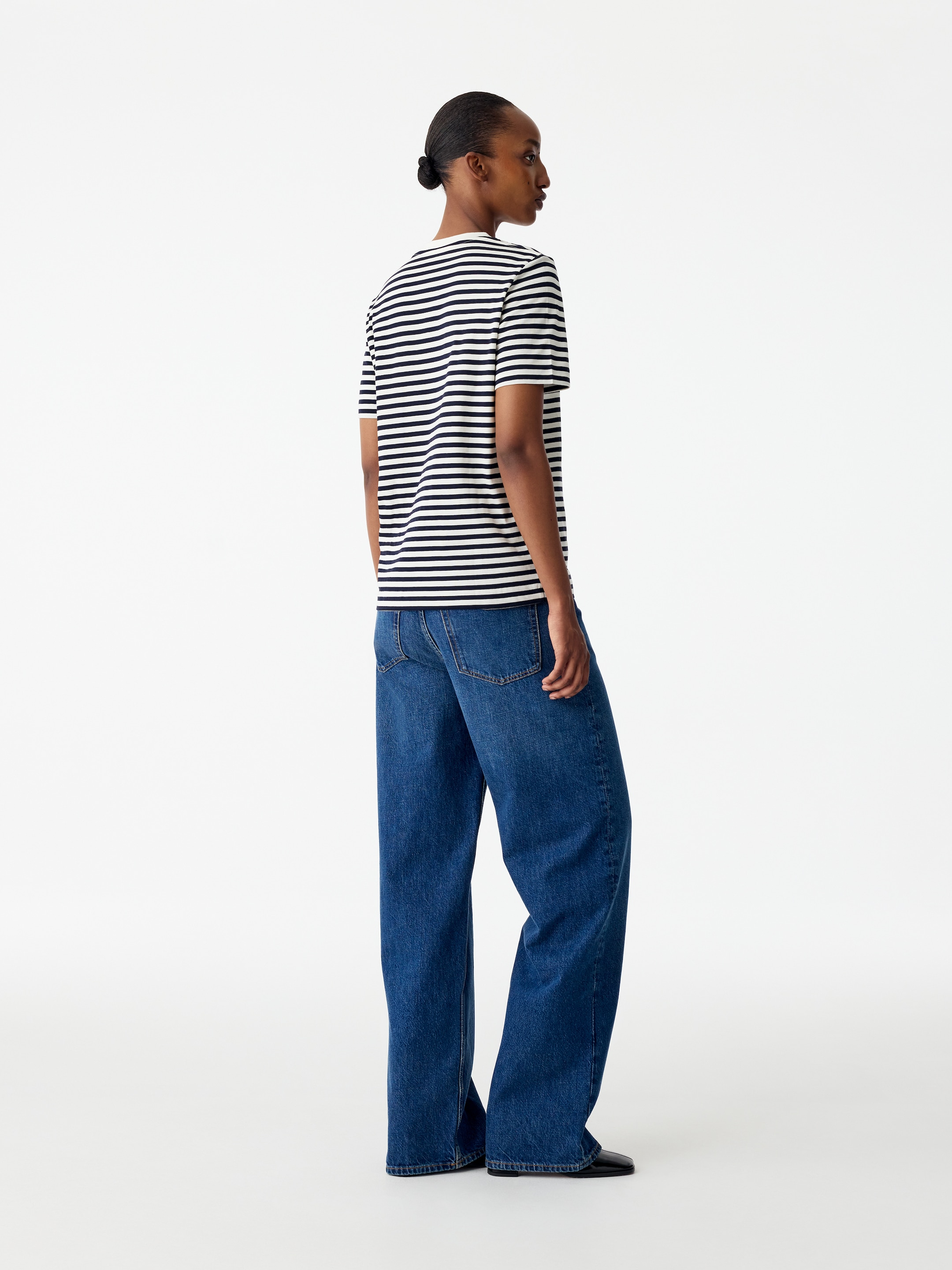 T-shirt signature à manches courtes - Blanc/Bleu foncé - Regular fit - women - StillMedia/Lookbook - 21
