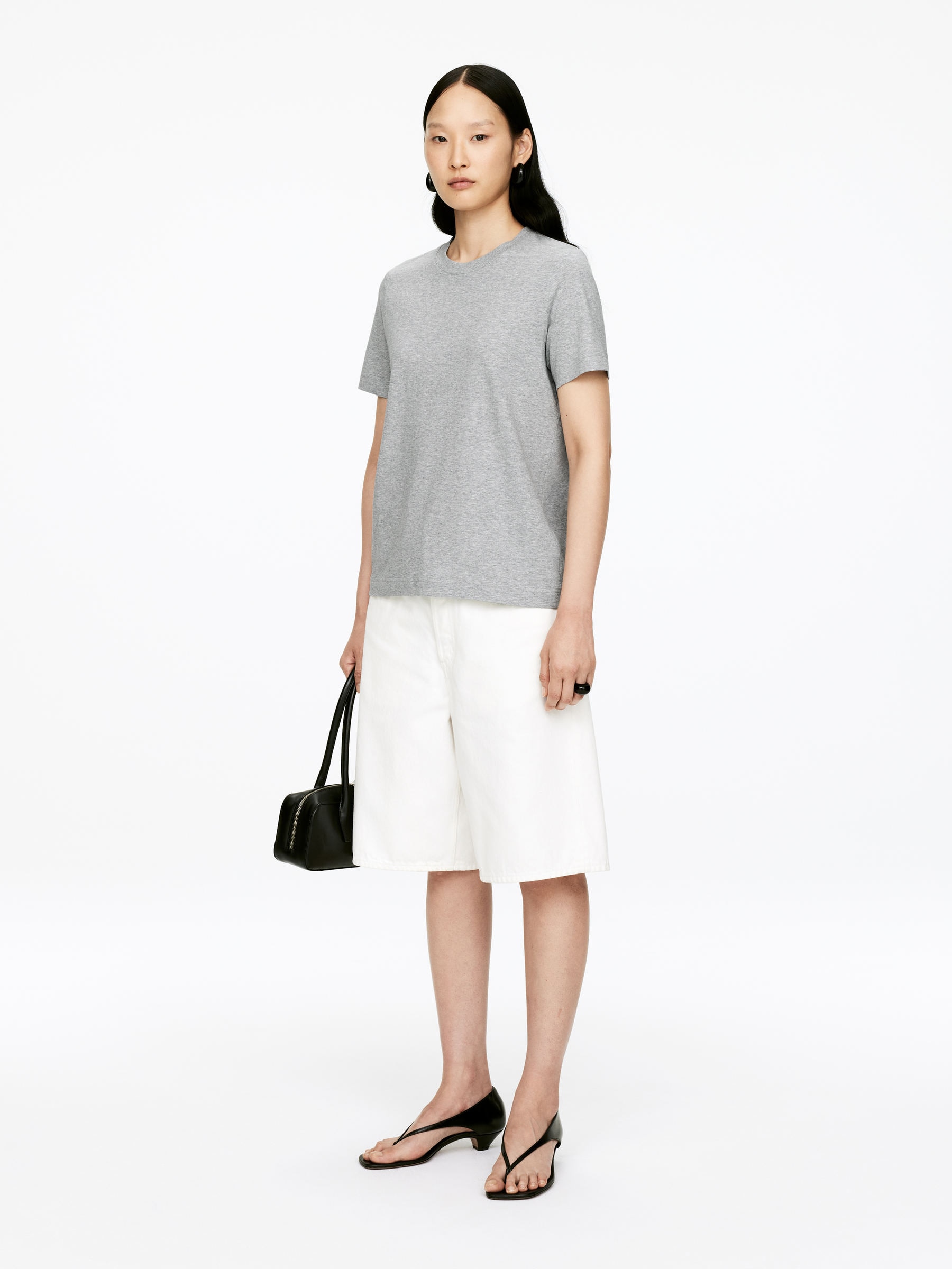 LILY Charakteristisches T-Shirt - Graumeliert - Regular Fit - Damen - StillMedia/Lookbook - 35