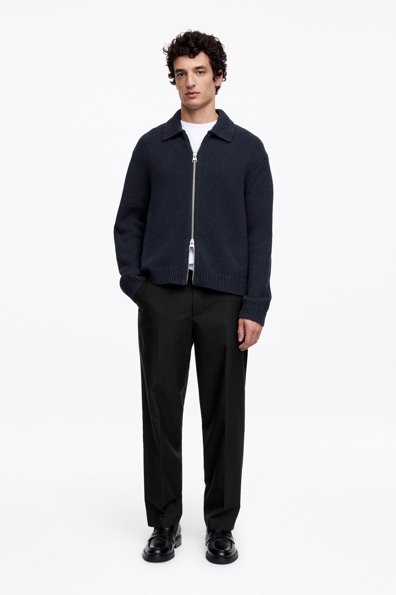 Pantalon en laine mélangée - Noir/Marron - 1