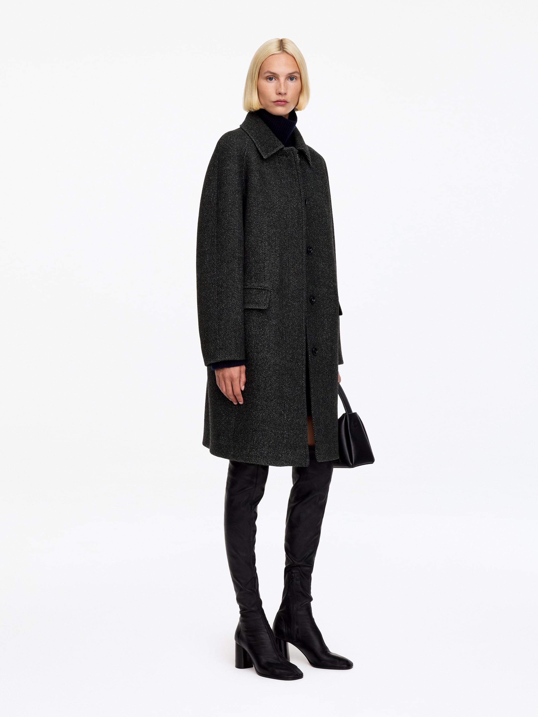 Wool-Blend Coat - Speckled Black - Regular fit - women - StillMedia/Lookbook - 5