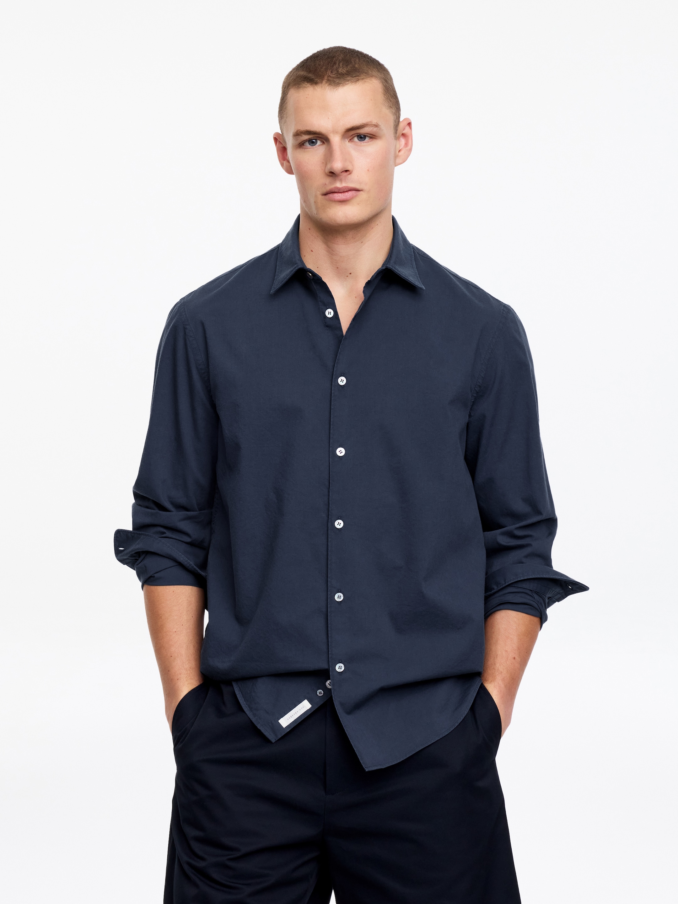 Regular Cotton Lyocell Shirt-#40424E-18597