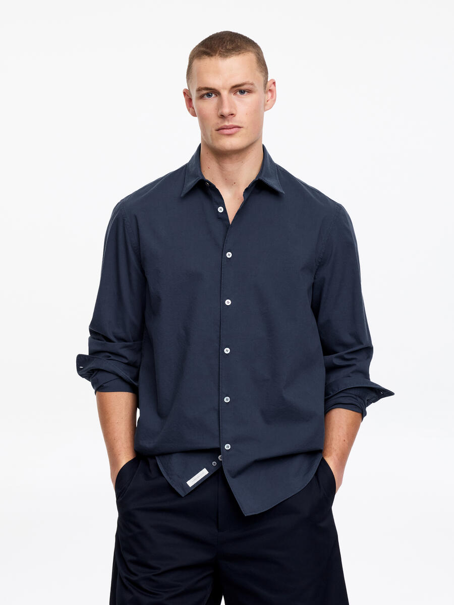 ARKET Men's  Regular Cotton Lyocell Shirt Blue,  size 44