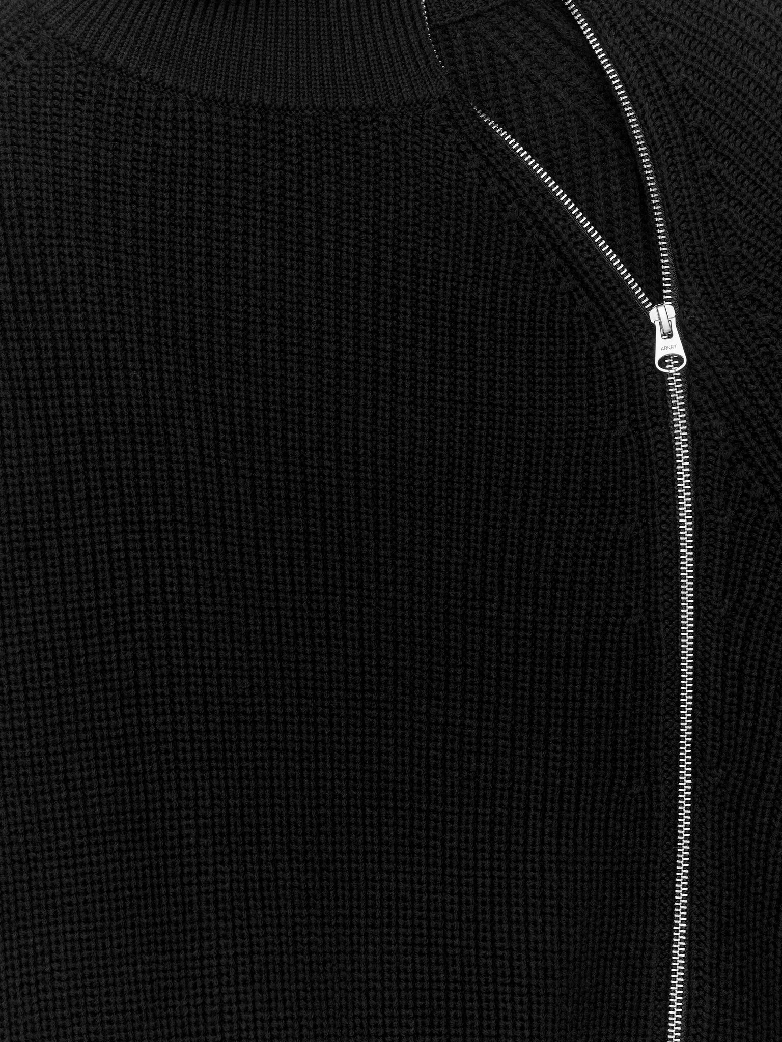 Wool-Blend Zip Cardigan - Black - 3
